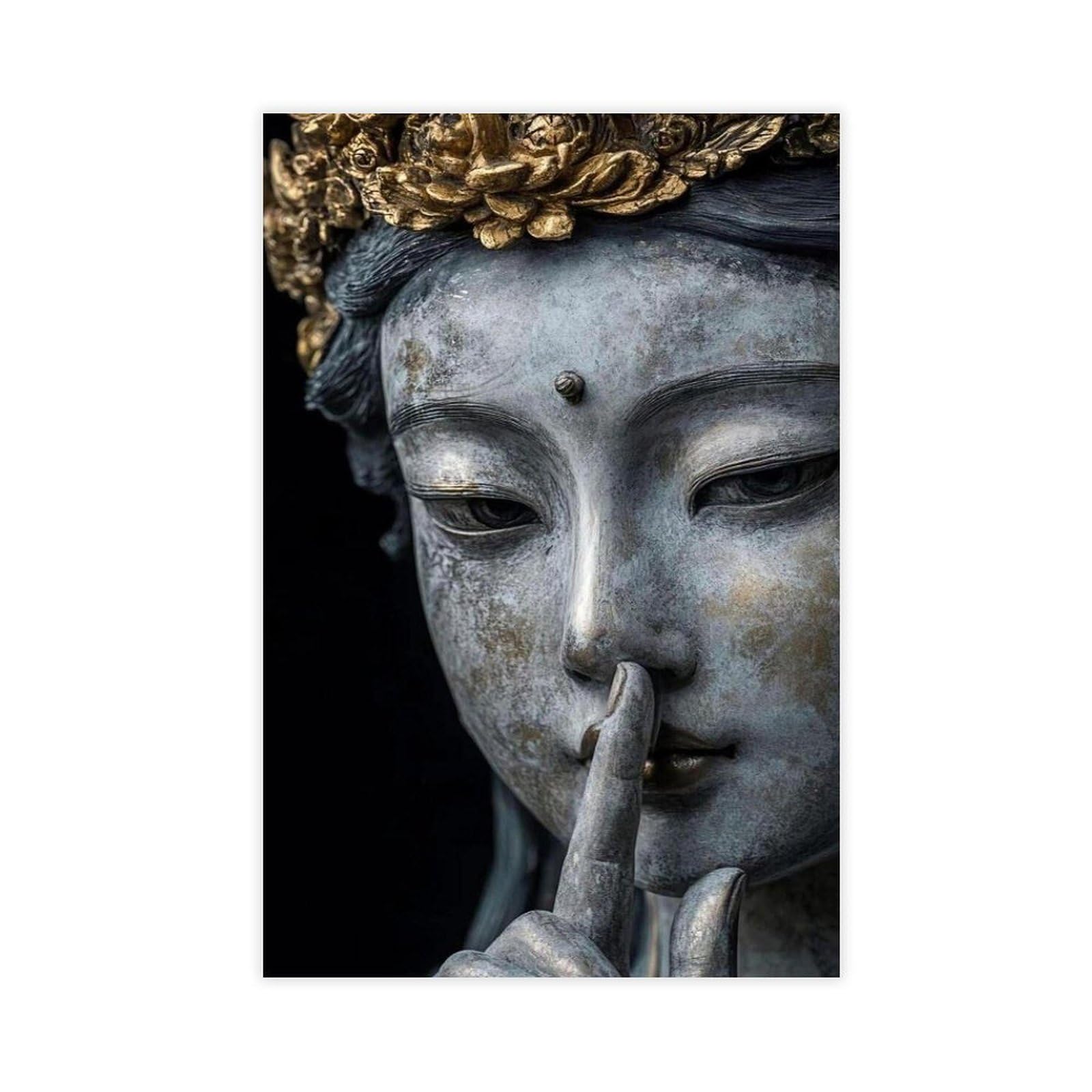 Qnvjqkdsi Unframe Serene Buddha Art, Meditation Asian Spiritual Art Canvas Poster Bedroom Decor Landscape Office Room Decor Gift 24" L X 36" W