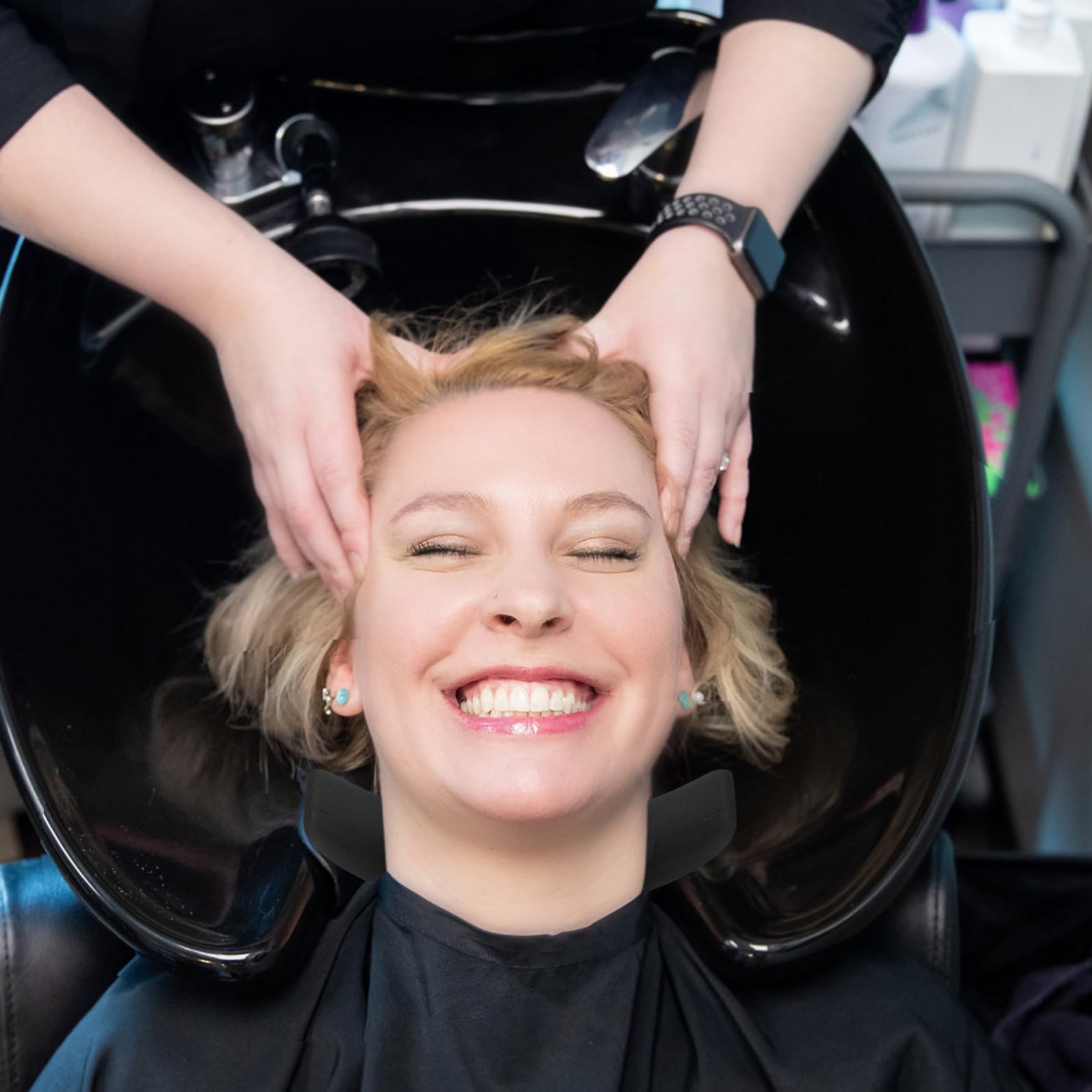 STOBAZA Cuscino Poggiatesta Nero in Pvc per Parrucchiere, Solido e Stabile, Allevia la Pressione Cervicale, per Barber Shop e Uso Domestico
