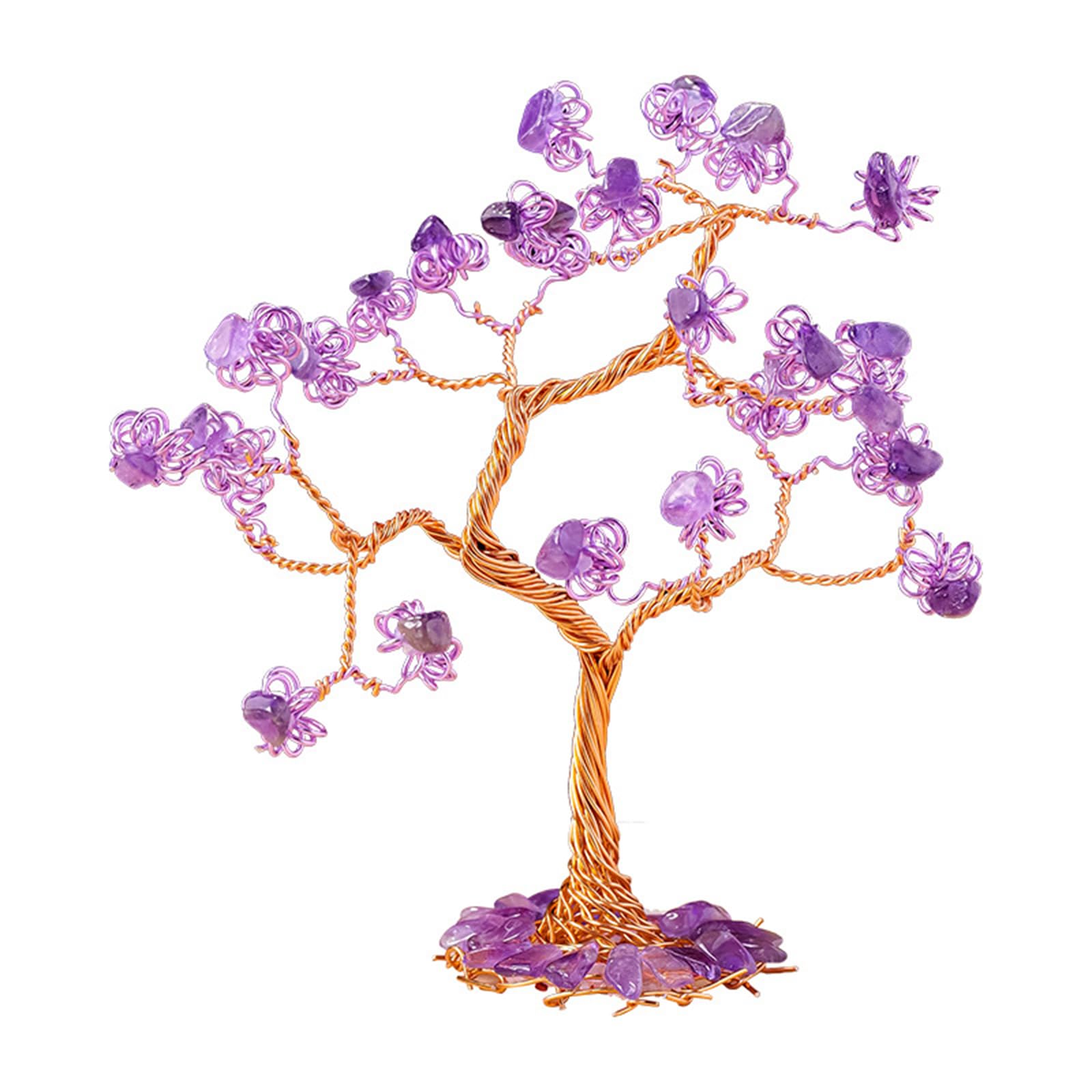 Hhhxkkuo Handmade Natural Amethyst Crystal Money Tree Luck Attractor