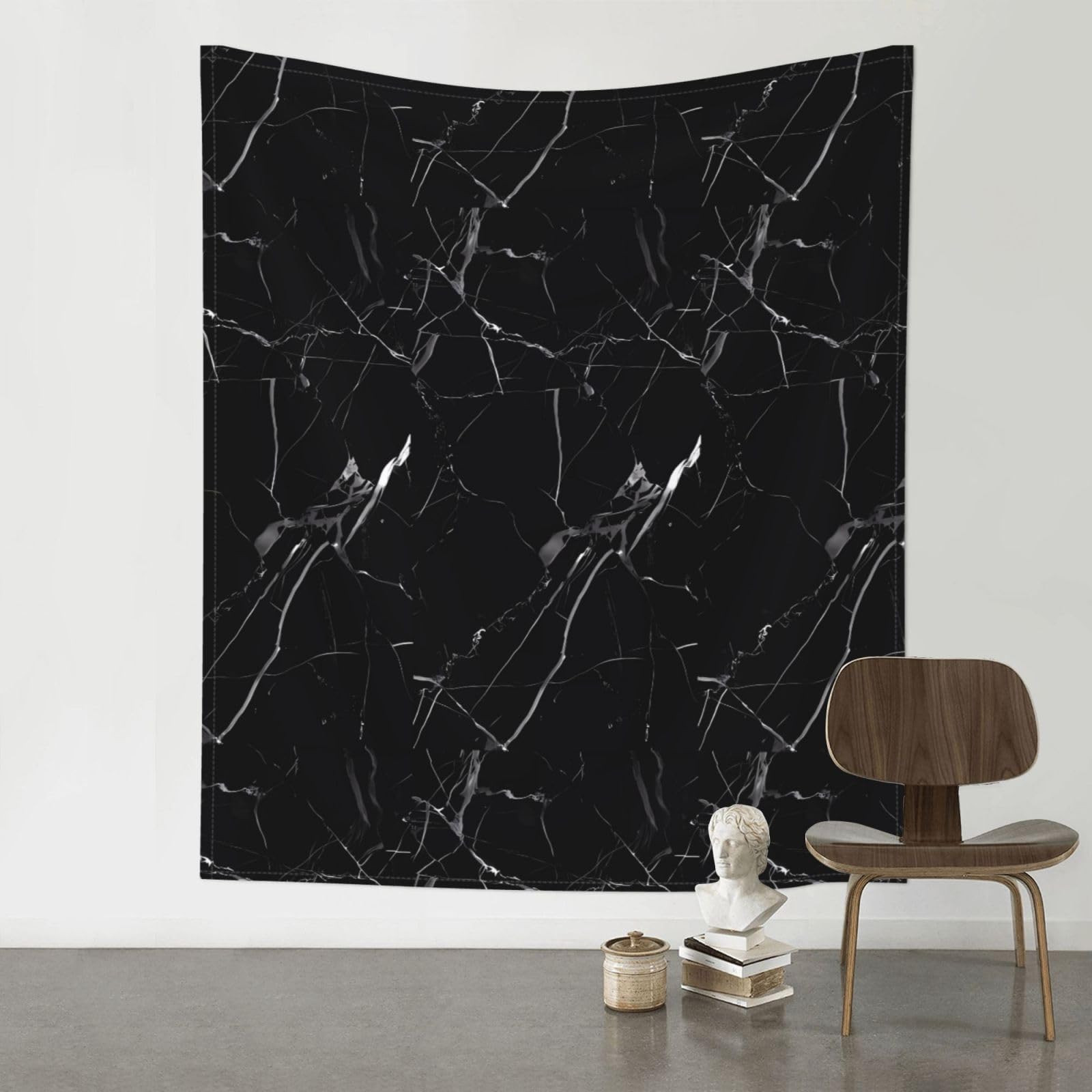 YYHWHJDE Black Marble Prints Wall Tapestry 60x51in - High-Grade Polyester Throw Blanket for Bedroom, Dorm, Beach & Picnic Decor