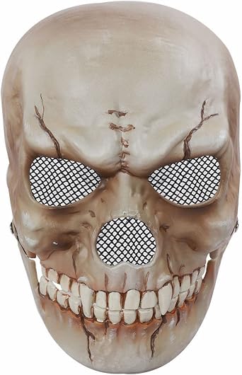 NewL Horror Black Skull Mask with Movable Mouth Jaw for Men 2026 Halloween | Flexible movable jaw design for realistic talking effect, lightweight fit for Adults, for cosplay, party haunted house