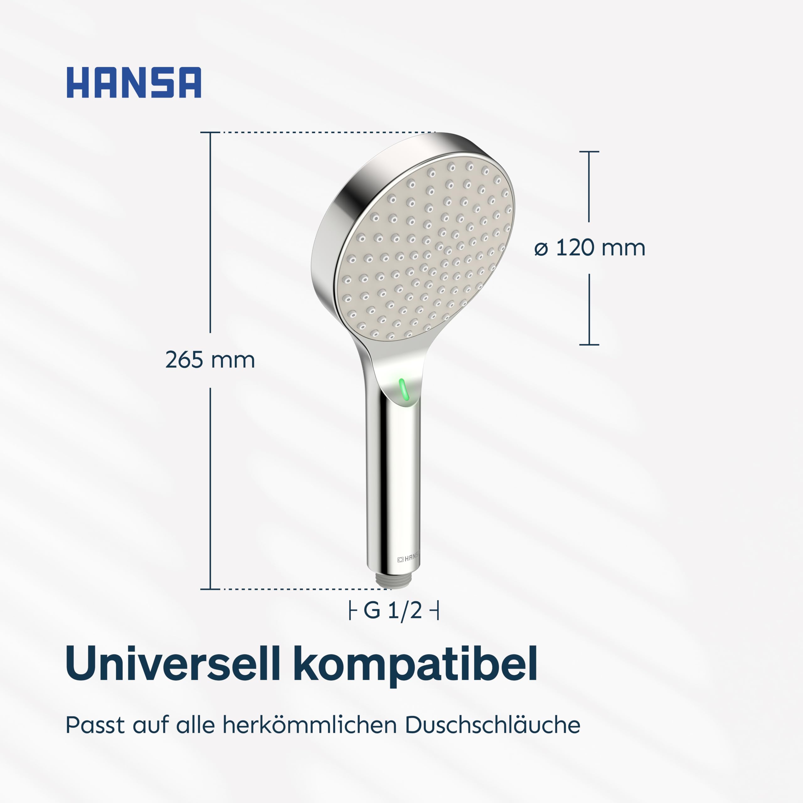 HANSA ACTIVEJET Digital Duschkopf 120mm | Bluetoothfähige Duschbrause mit digitaler Echtzeit LED Anzeige I Wassersparende Duschbrause mit Antikalk Technik I Brausekopf Dusche I G1/2 | Chrom