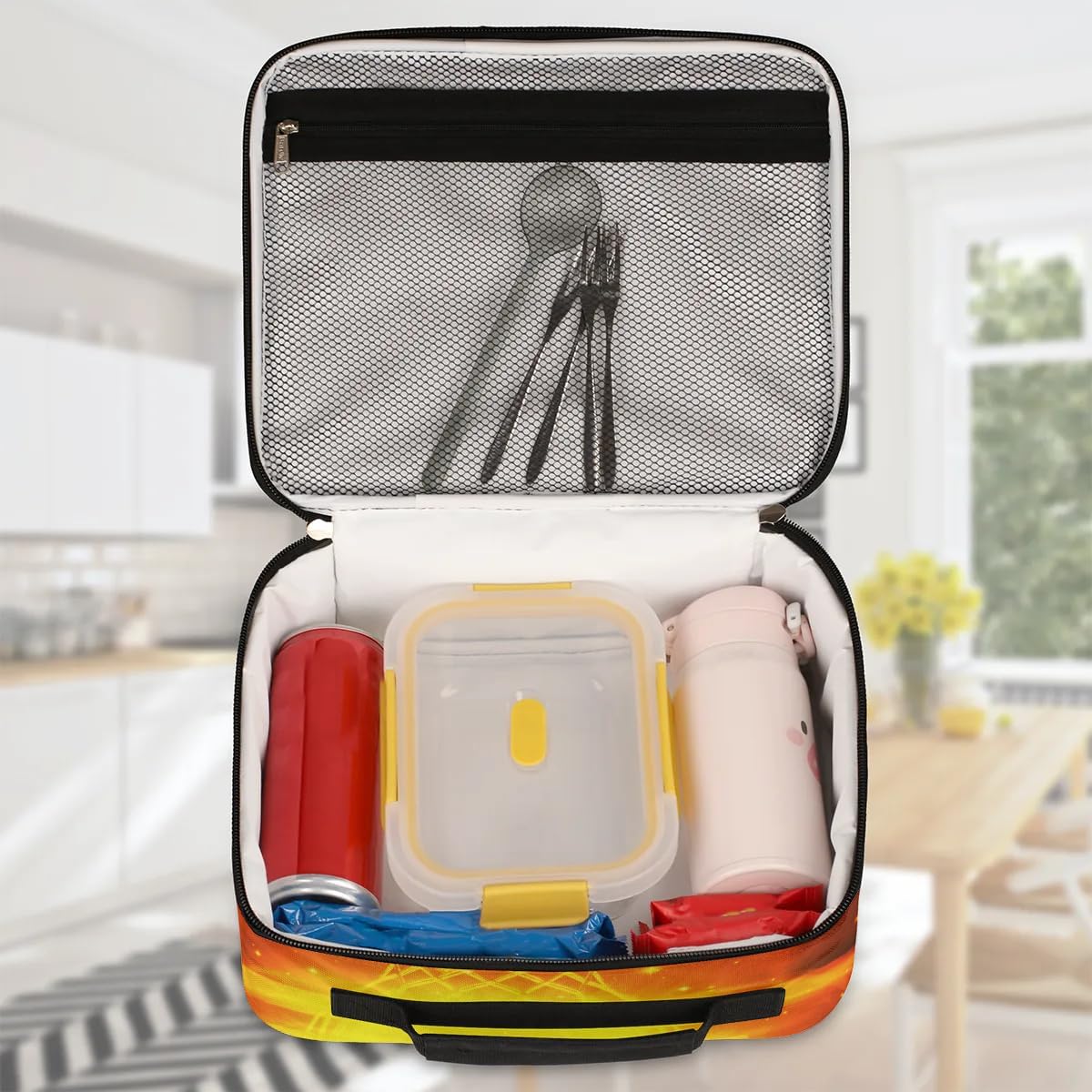 Kids Lunch Box Art Painting Basketball,Insulated Lunch Bag for Boys Girls,Thermal Lunch Box Containers for School Work Office Beach