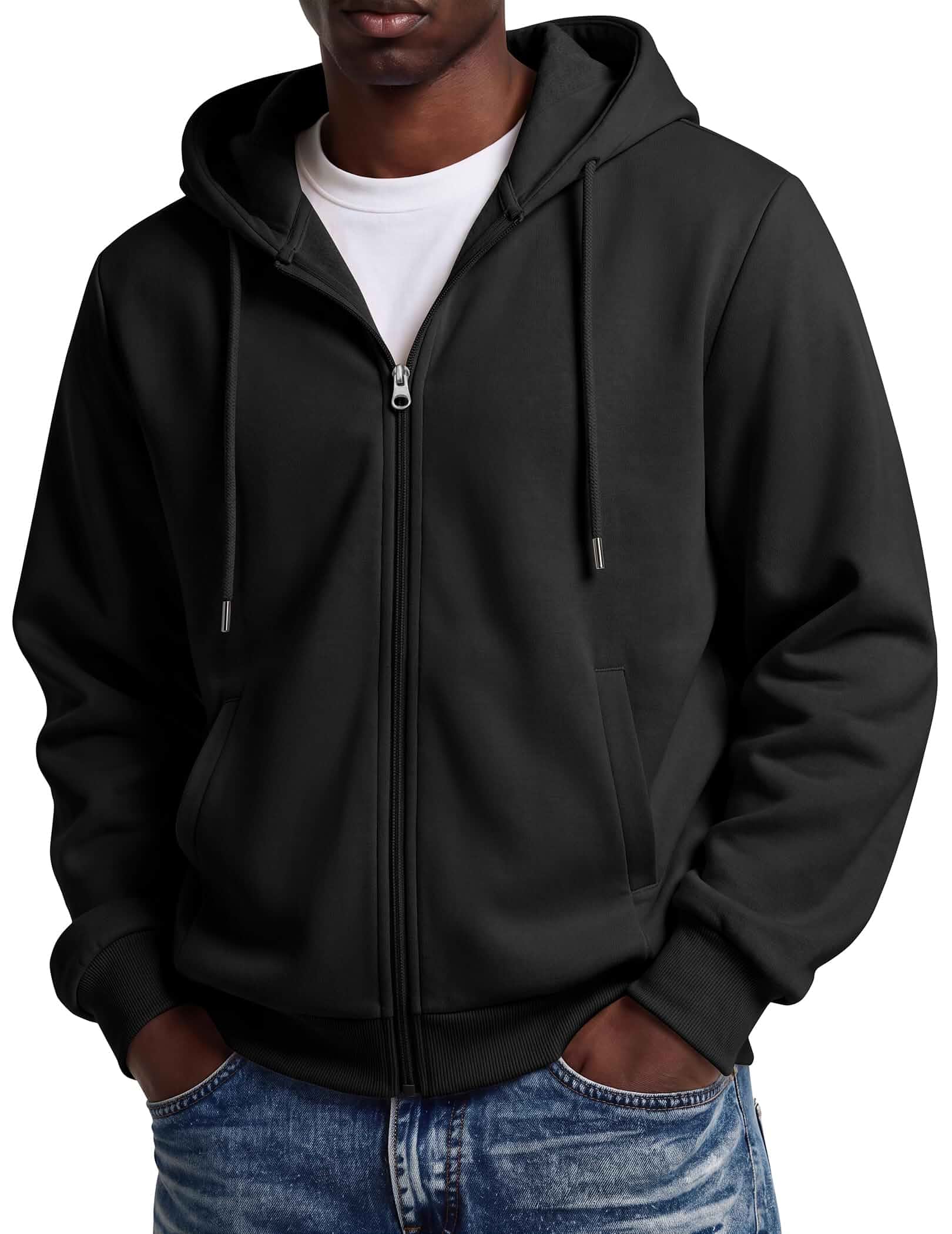 COOFANDY Men Full Zip Hoodie Fleece Zipper Sweatshirt Casual Hooded Jacket lightweight fleece-lined and smooth zipper, versatile drawstring hood, ideal for daily wear, school, gym, outdoor activities