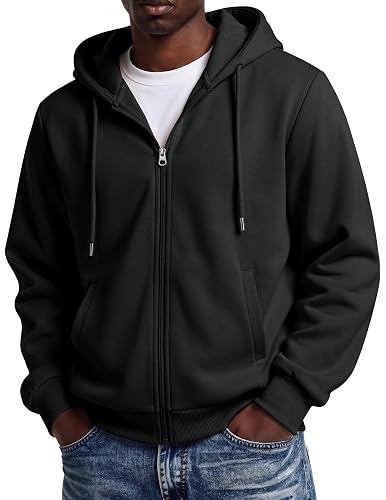 COOFANDY Men Full Zip Hoodie Fleece Zipper Sweatshirt Casual Hooded