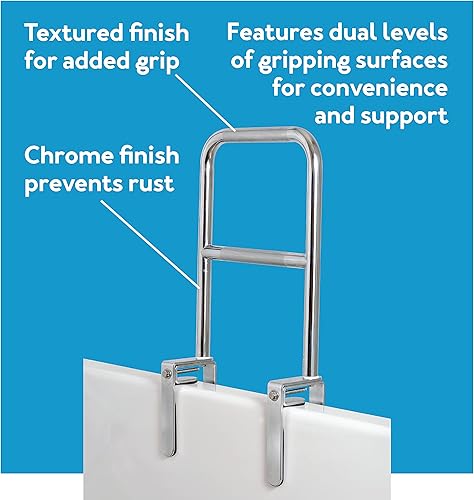 Vista 24 de Carex Riel blanco para bañera, barras de agarre para baño, bañeras y duchas, barandilla de agarre lateral y soporte, mango de ducha y abrazaderas