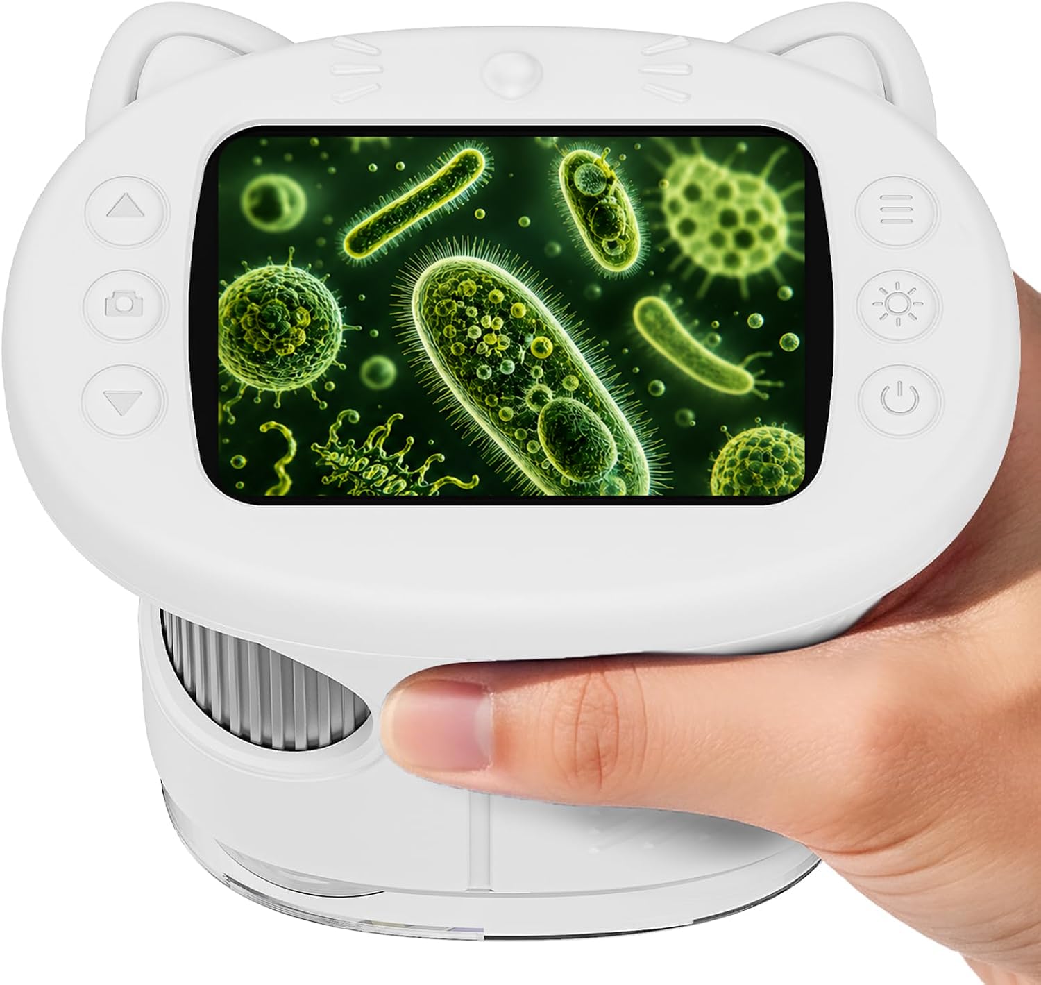 1000x handheld digital microscope for kids (white) | 4k hd 2.4" screen, 200–1000x magnification, portable handheld for kids, stem educational toy, for boys and girls ages 5–12