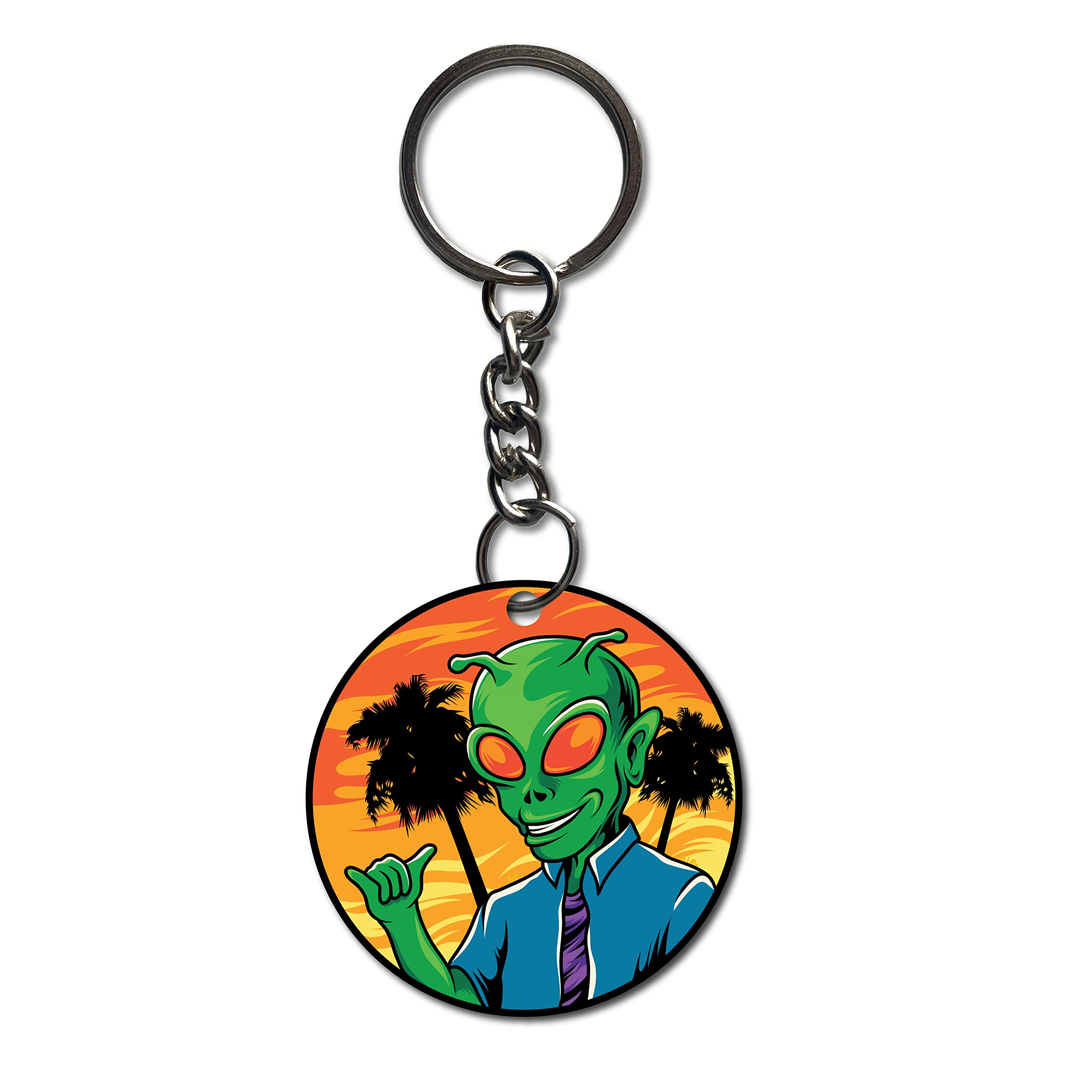 Printed Alien Keychain for Bike Car/Women/Men/Bag Key Tag Keyrings Multicolor (2.5 x 2.5 Inch)-image-10
