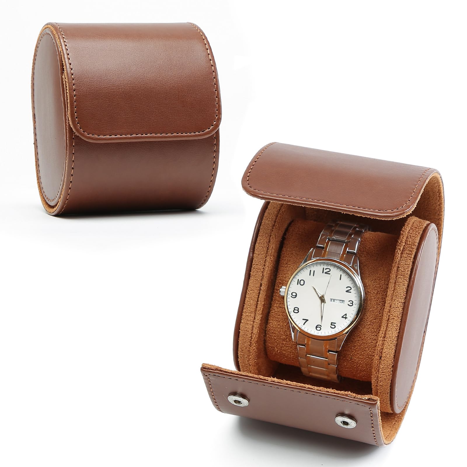 Boîte à Montres En Cuir Verrouillable - 6 Compartiments, Couvercle En Verre, Cadeau Homme