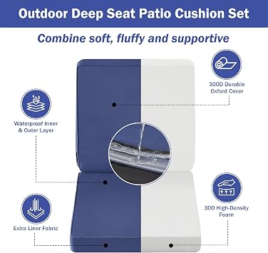 IPYNBAP Outdoor Chair Cushions Set of 4 (19 x 19 x 3 Inch) & Outdoor Seat Cushion Set (24 x 24 x 4 Inch)