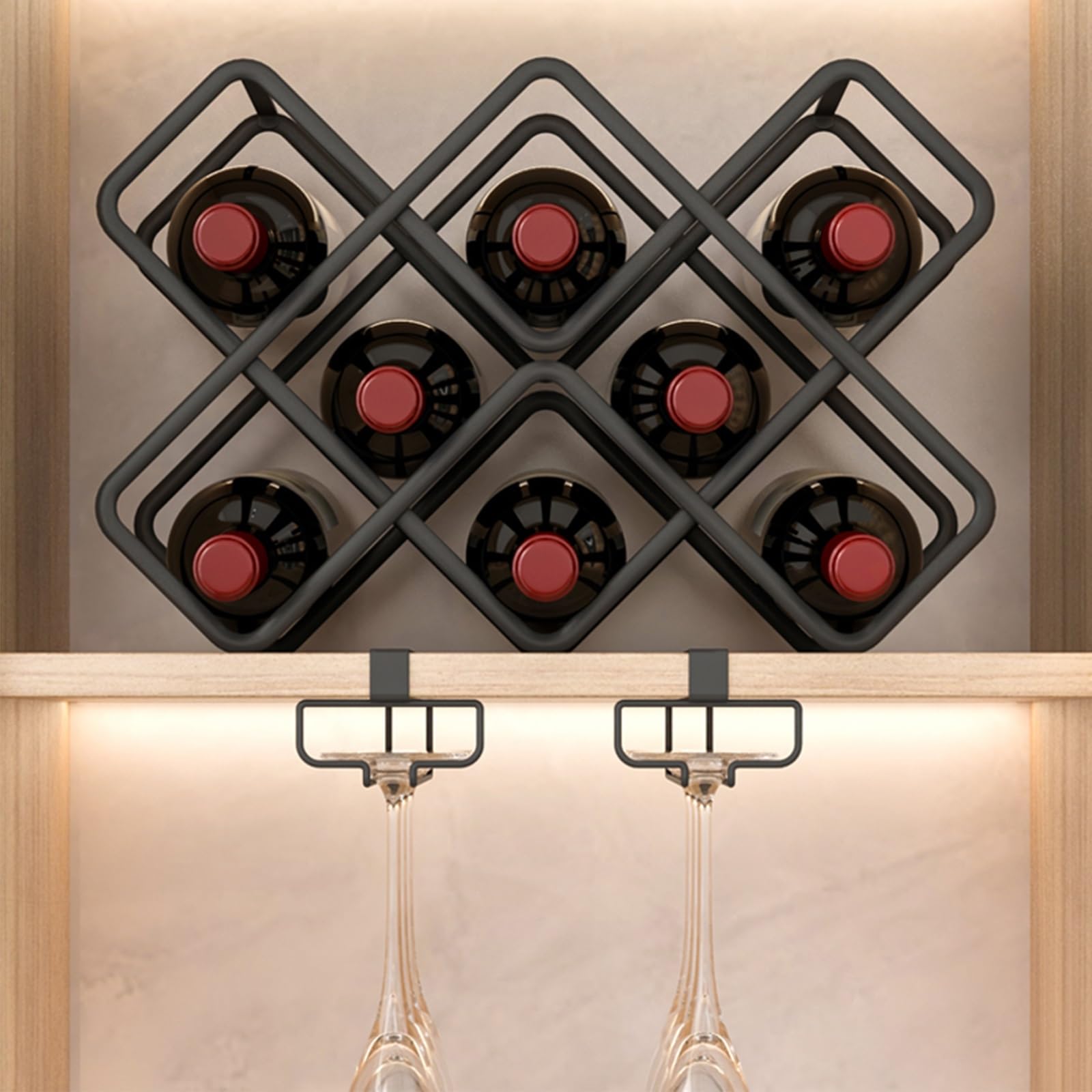 Casier à vin suspendu de luxe pour valoriser la décoration de votre salon