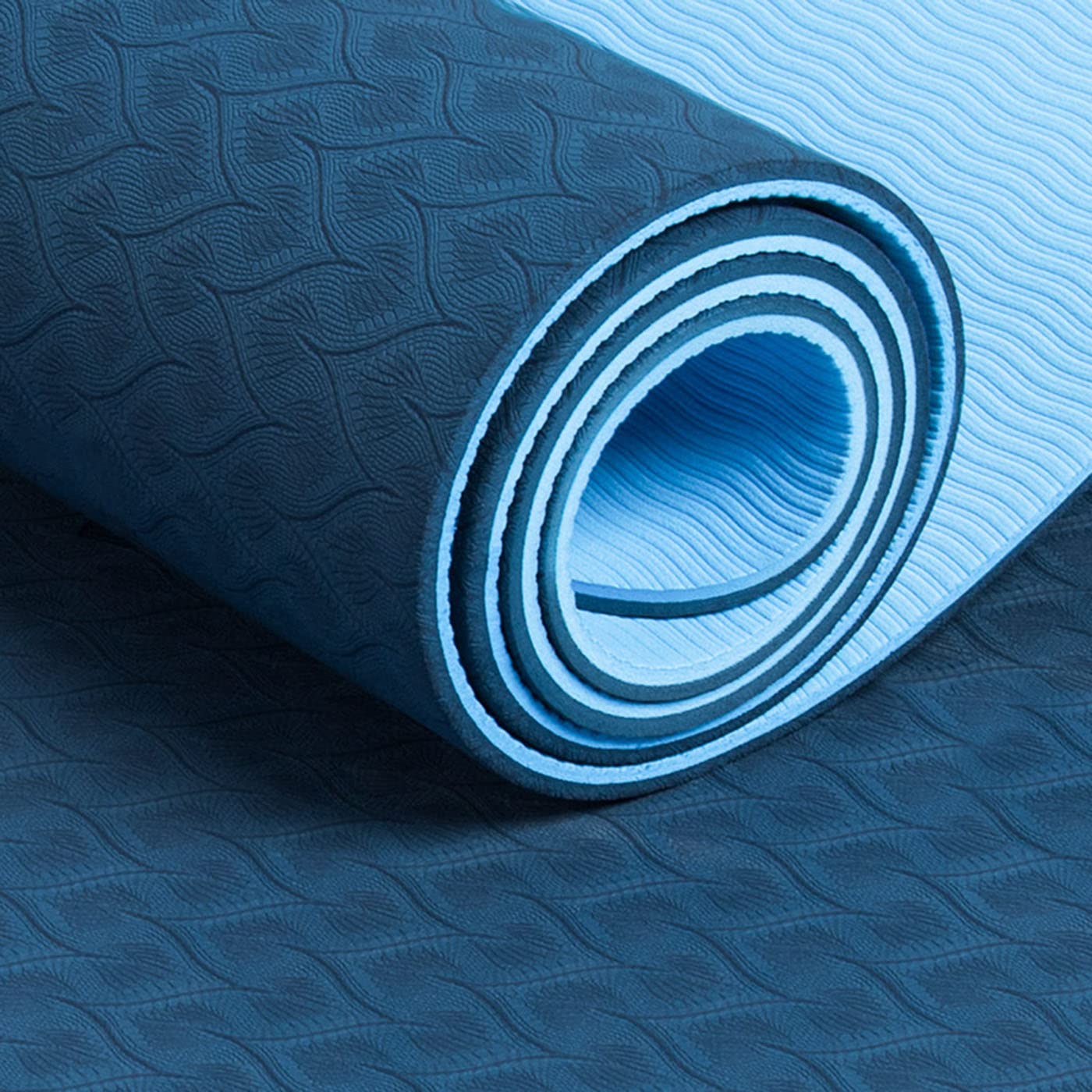 Mata do jogi dwustronna kolorowa antypoślizgowa mata fitness ze śladami wyrównania 182 cm × 80 cm × 0,7 cm
