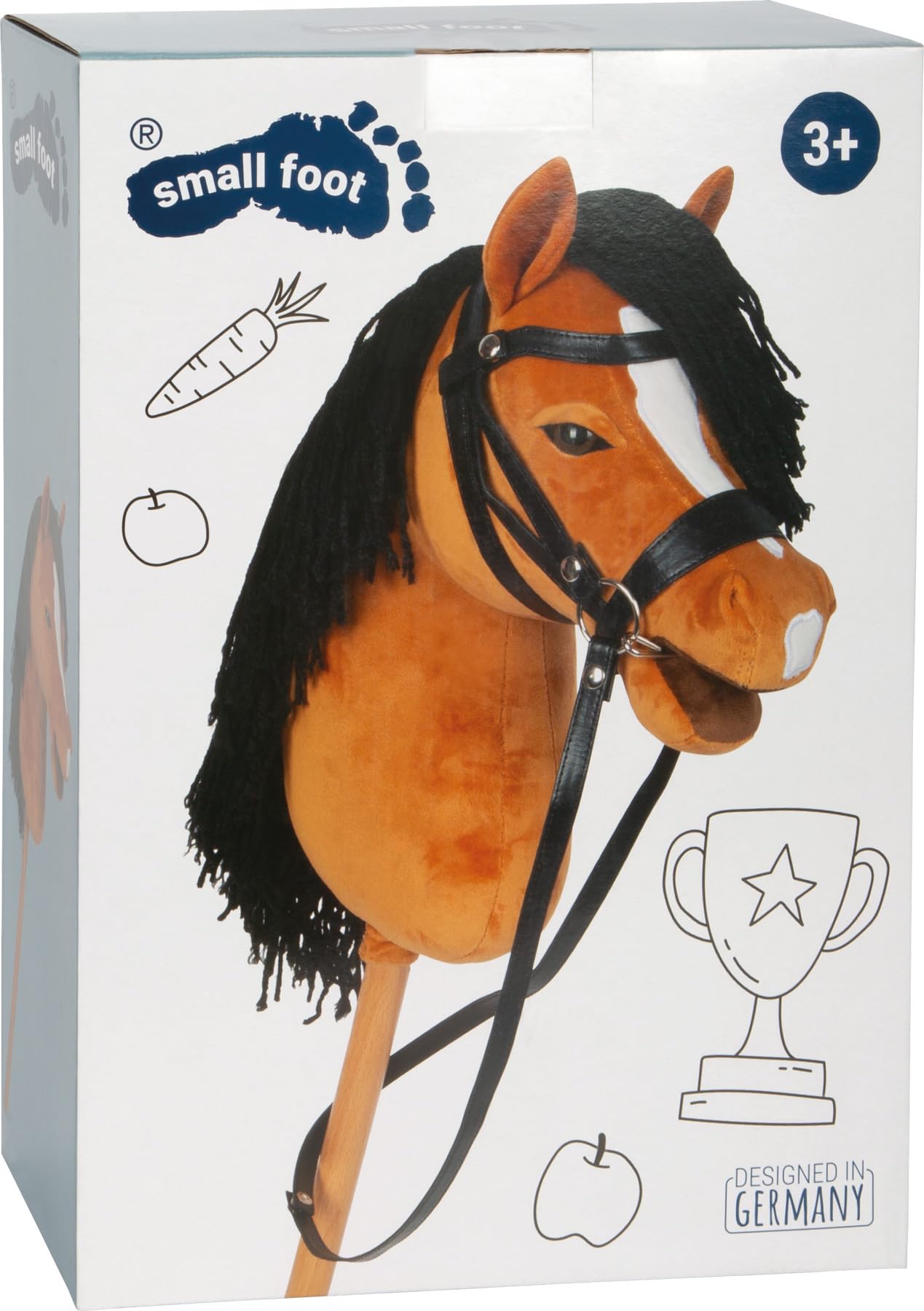 Small Foot Hobby Horse Marron « Melodie », Cheval bâton, Licol, bridon, Longe, dès 3 Ans, 12716