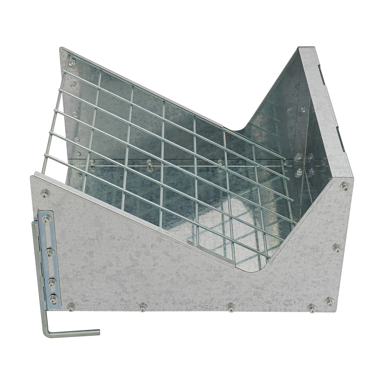 Comedero 2 en 1, profundidad del comedero 4 cm, instalación en el suelo, alimentación saludable, para cabras, caballos, ovejas, conejos, vacas (plata)