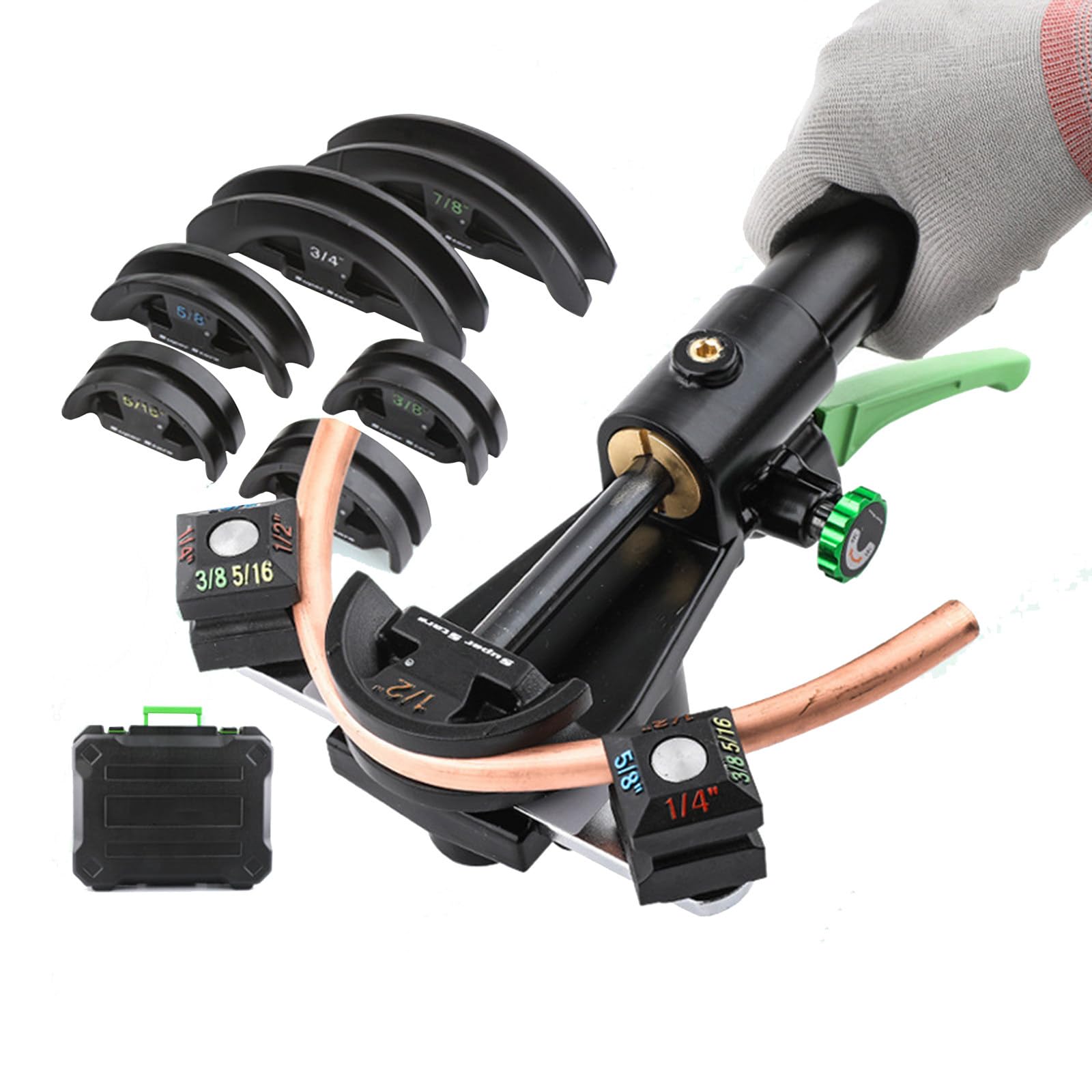 JXYQ Hydraulic Tubing Bender Kit with 7 Dies for 90° Bends on Copper and HVAC Pipes