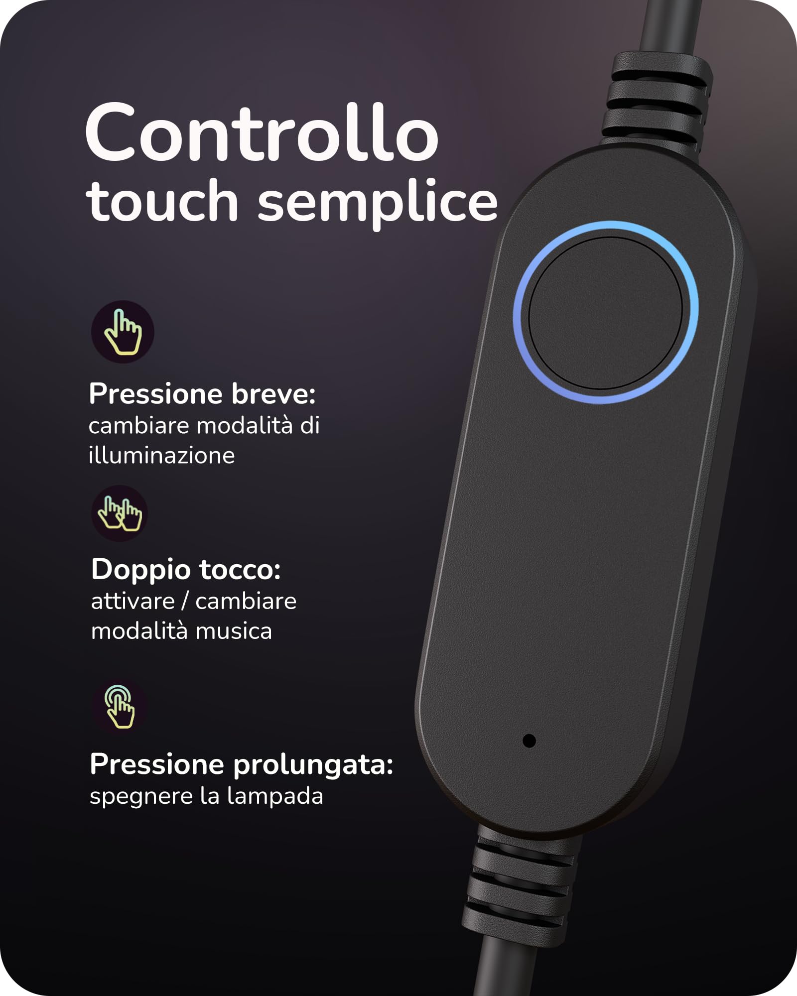 EDISHINE Lampada da Tavolo LED, RGB & Bianco Caldo, Sync Musicale, Nera