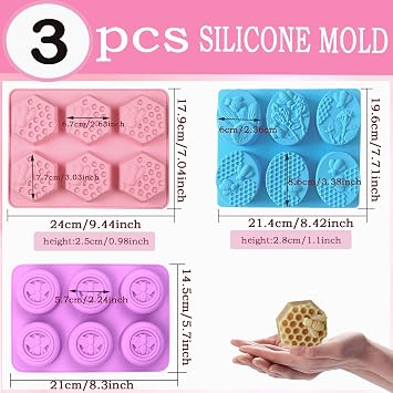 3 Pack Bee silicone soap mold