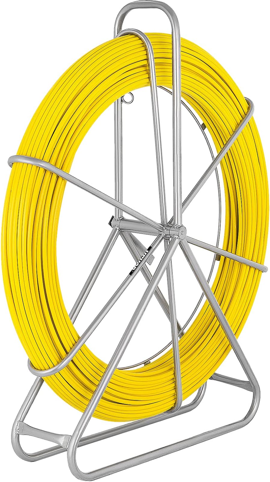 Happybuy Fish Tape Fiberglass 8MM 492FT, Duct Rodder Fish Tape Puller Fiberglass Wire Cable Running with Cage and Wheel Stand,Durable Steel Reel Stand,Fish Tape Min Bending Radius 13 inch/330 mm