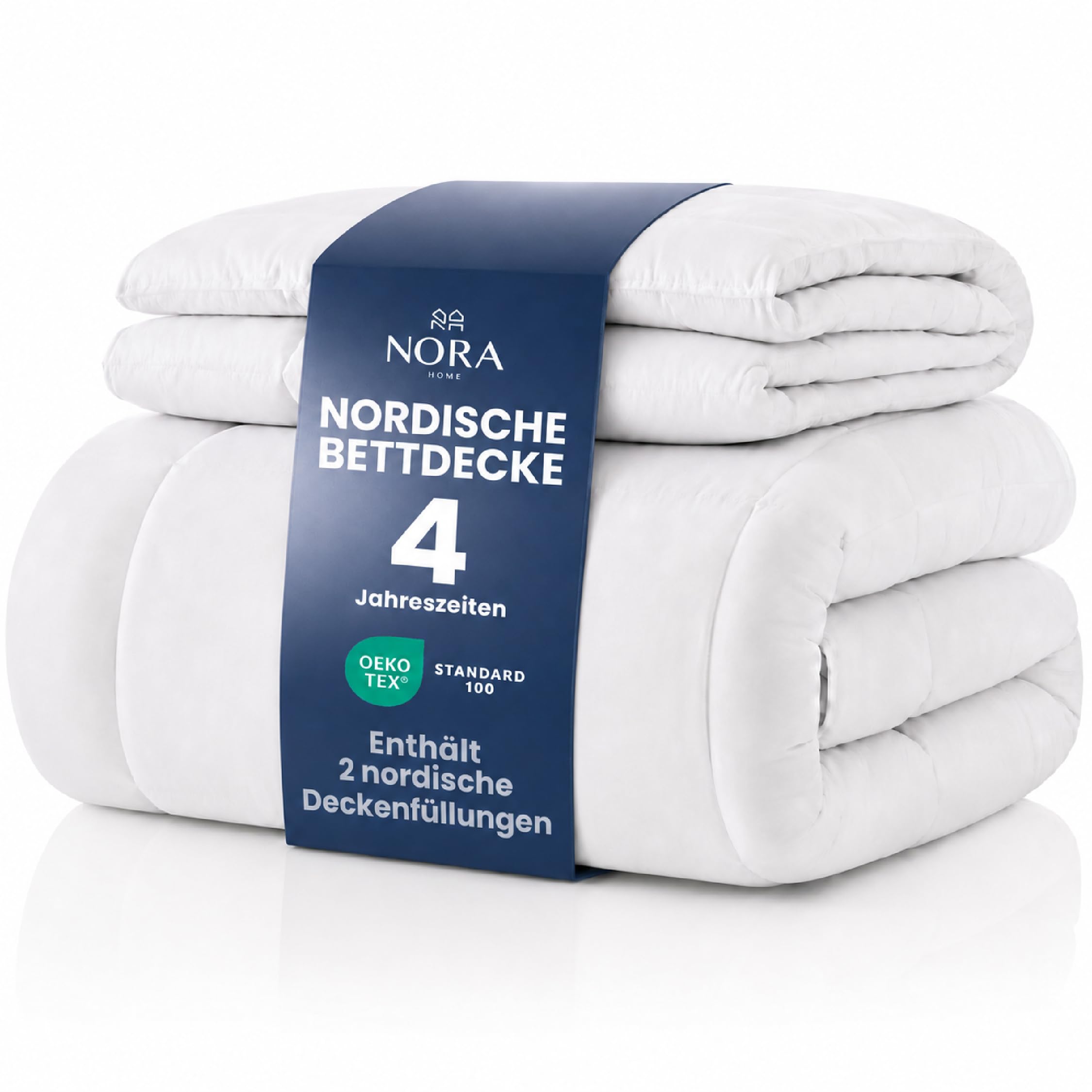 NORA HOME 4 Jahreszeiten Bettdecke 220x240, Ganzjahresdecke, 2-in-1 Set | Sommerdecke 125 g/m² + Übergangsdecke 250 g/m² = Winterdecke 375 g/m², 10 Druckknöpfe, waschbar, OEKO-TEX