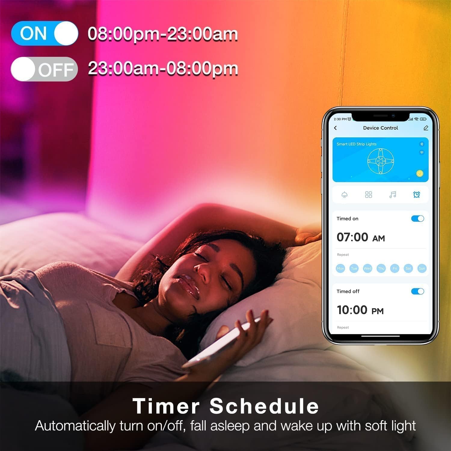 DAYBETTER Smart WiFi Led Lights, 50 FT RGB Led Strip Lights Compatible with Alexa and Google Assistant, App Voice Remote Control Music Sync Color ChangingLED Strip Lighting for Bedroom Room Decor - Image 5