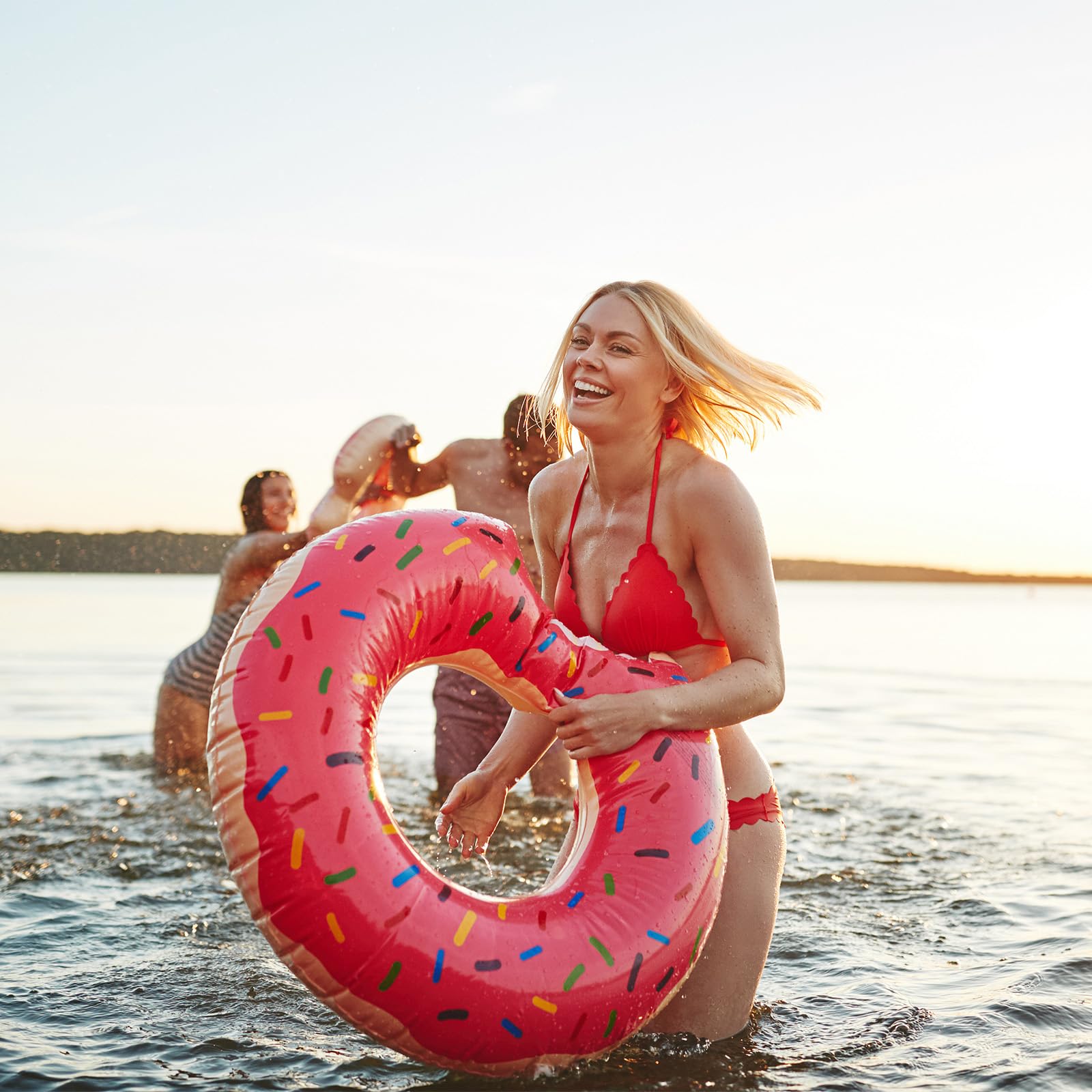 Pool Inflatables Donut Swimming Rings for Adult,Doughnut Inflatable Ring Pool Floats Rubber Ring for Adult,Swim Tubes Rings for Women Men Summer Beach Pool Party Water Sport (Pink) - Image 4