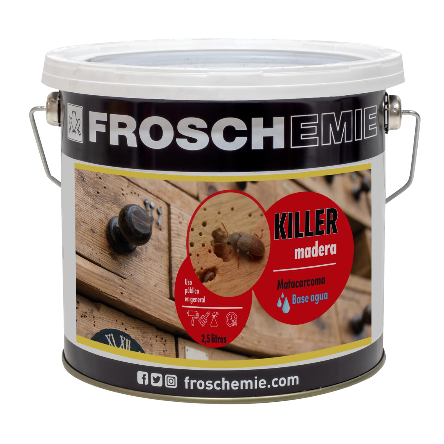 Matacarcoma para Madera 2,5L – Elimina Carcoma Activa y Previene Reinfestación | Base Agua Sin Olor | Tratamiento Preventivo y Curativo Interior/Exterior | Secado 24h | Killer Madera (2,5L)