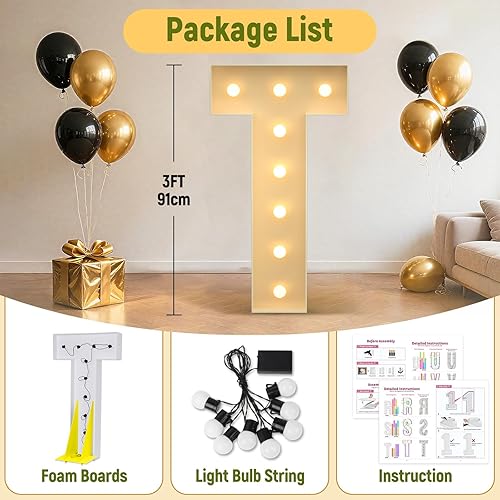 Miniatura 85 de Mixifox Letras V de marquesina de 3 pies, letras grandes iluminadas de 3 pies de alto con luces, letra de bebé grande para baby shower, boda