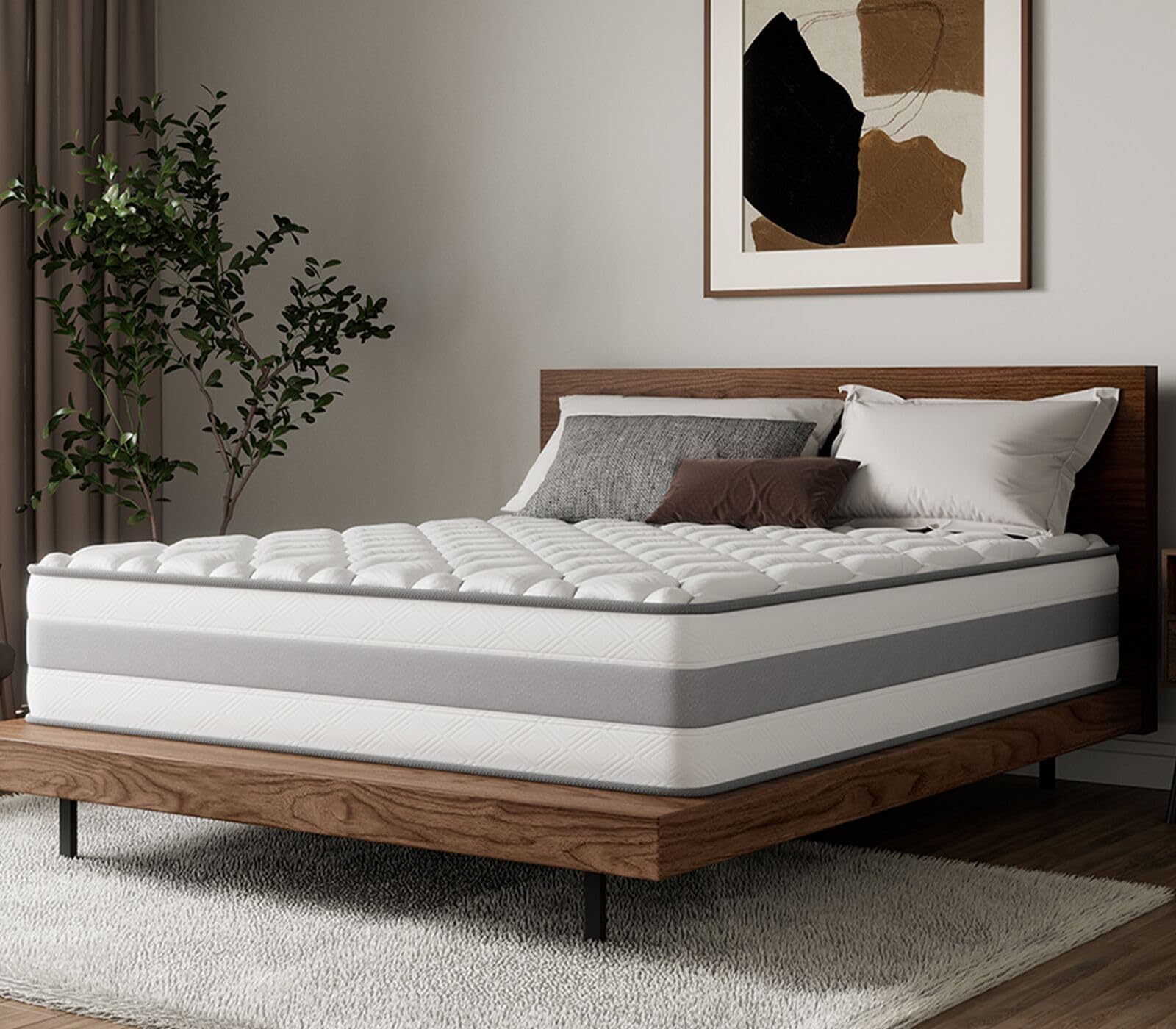 HOMAVO Matratze 100x200 cm 25cm Höhe 7-Zonen Taschenfederkernmatratze Orthopädische Federkernmatratze mit Memory-Schaum Schicht, Härtegrad H3 H4