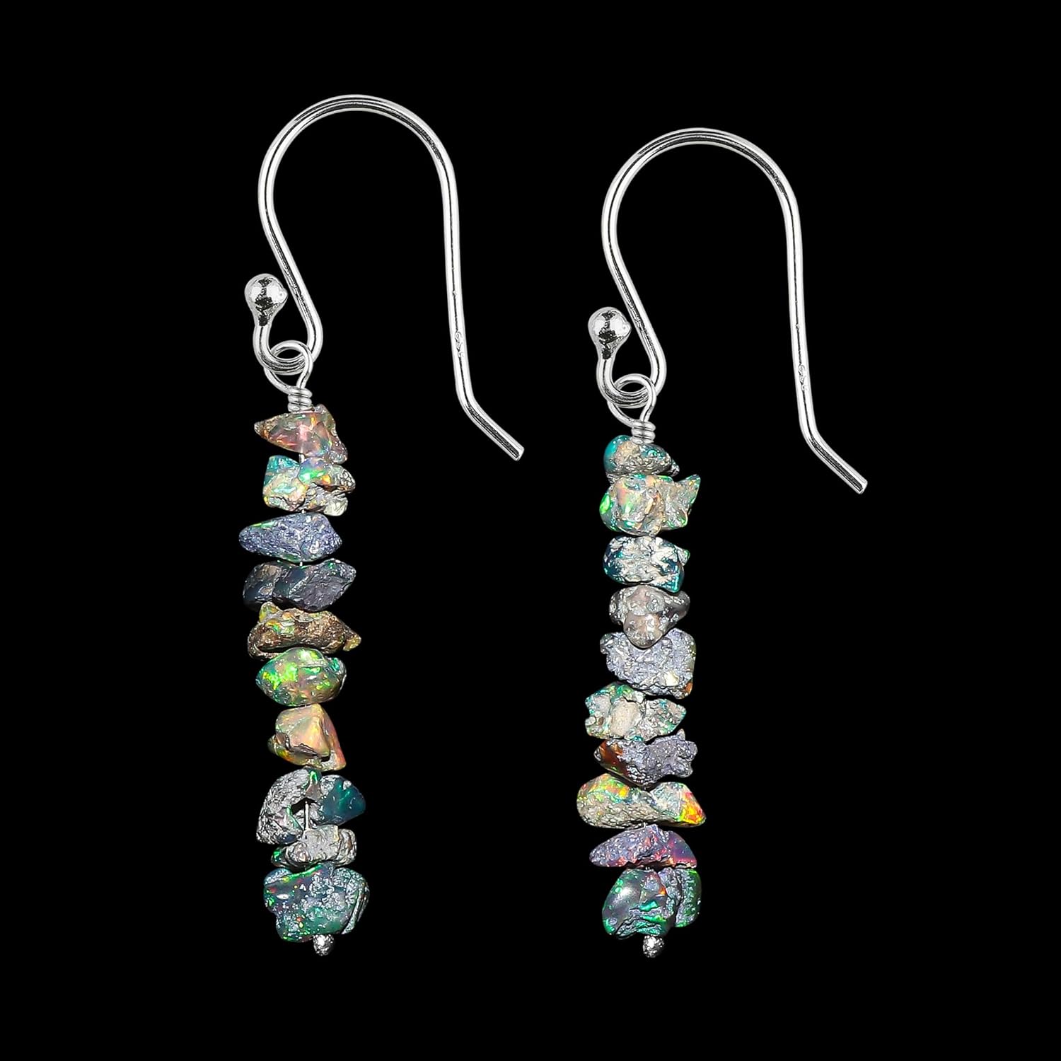 CRYSTALIS Black Opal Earrings, Raw Crystals Earring Set, Jewelry for Women, Natural Rough Gemstone, Chakra Healing Crystal, Wardrobe Essential Jewelry, 925 Sterling Silver - Image 3