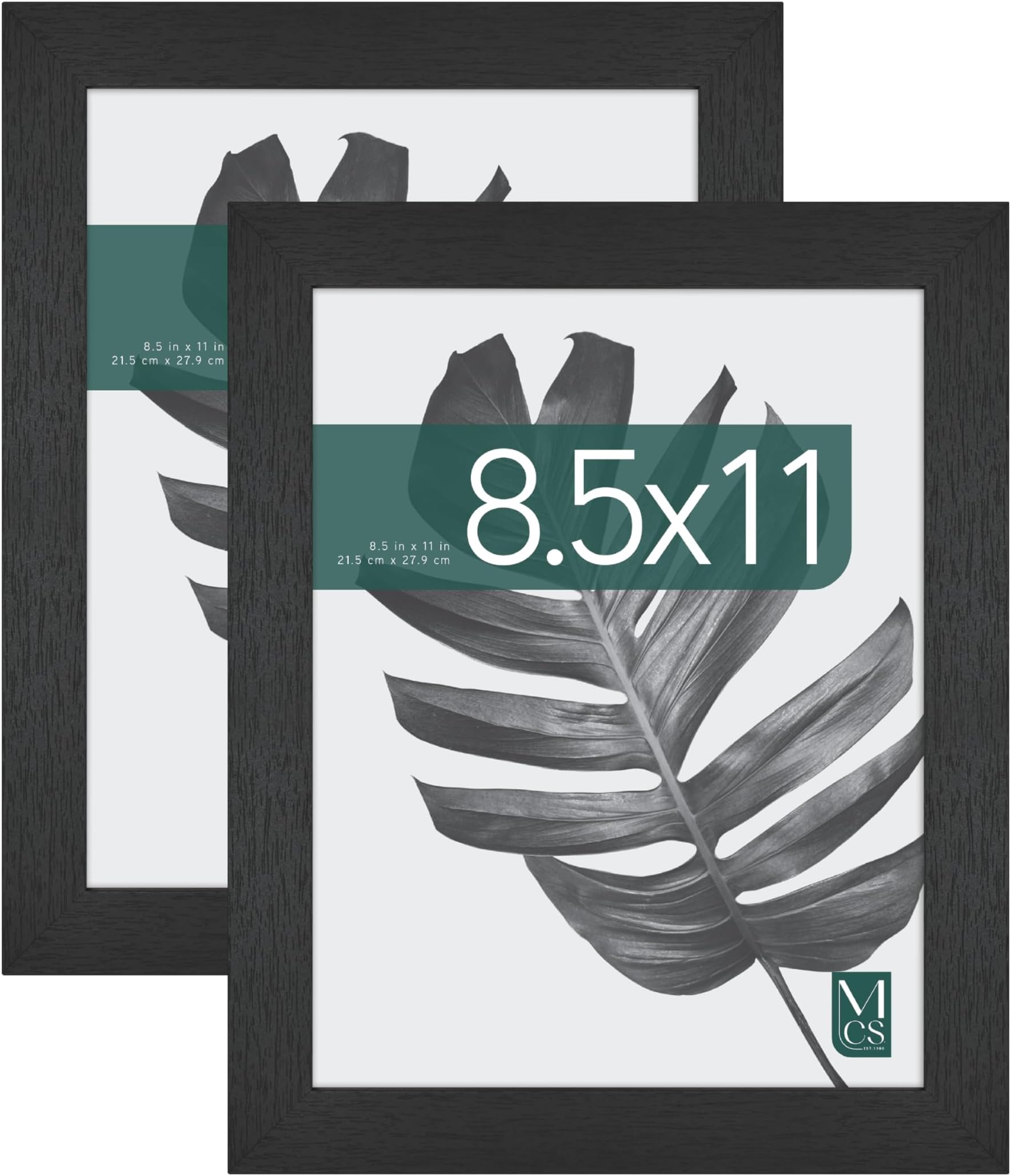 Studio Gallery 8.5x11 Picture Frame Black Woodgrain Engineered Wood, Rectangle Photo Frame for Photos, Posters & Art Prints & Easel for Tapletop Display (2-Pack)