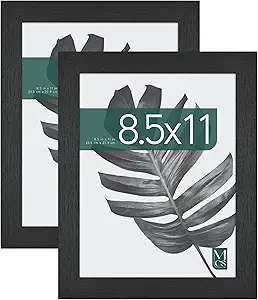 MCS Studio Gallery 8.5x11 Picture Frame Black Woodgrain, Rectangle Photo Frame for Photos, Posters & Art Prints & Easel for Tapletop Display (2-Pack)