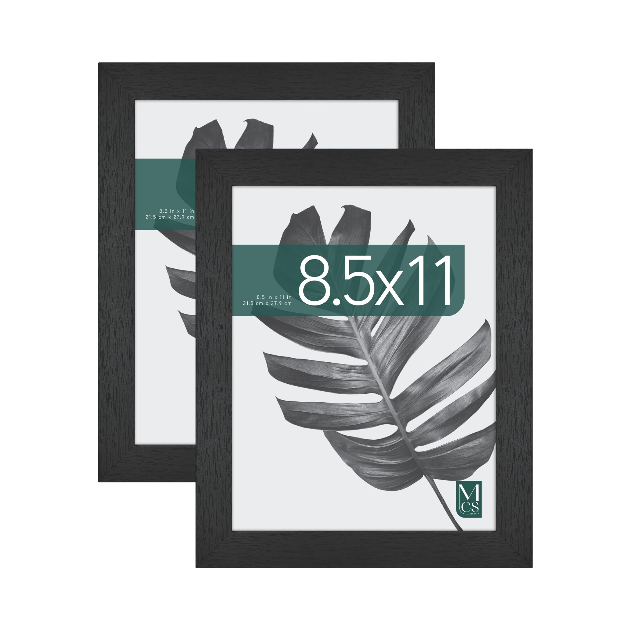 MCS Studio Gallery 8.5x11 Picture Frame Black Woodgrain Engineered Wood, Rectangle Photo Frame for Photos, Posters & Art Prints & Easel for Tapletop Display (2-Pack)