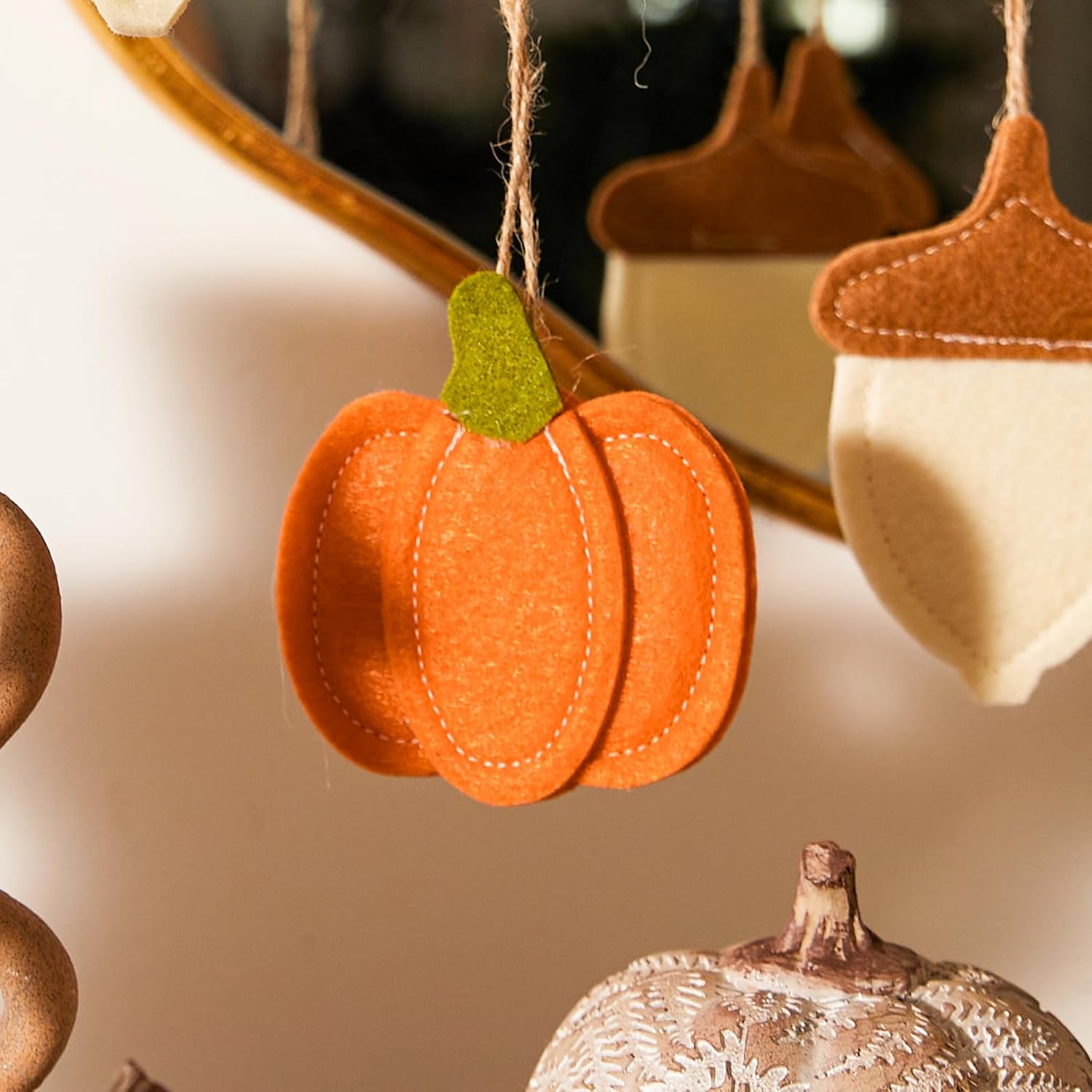 DN DECONATION 12PCS Fall Tree Decorations Felt Ornaments for Small Tree
