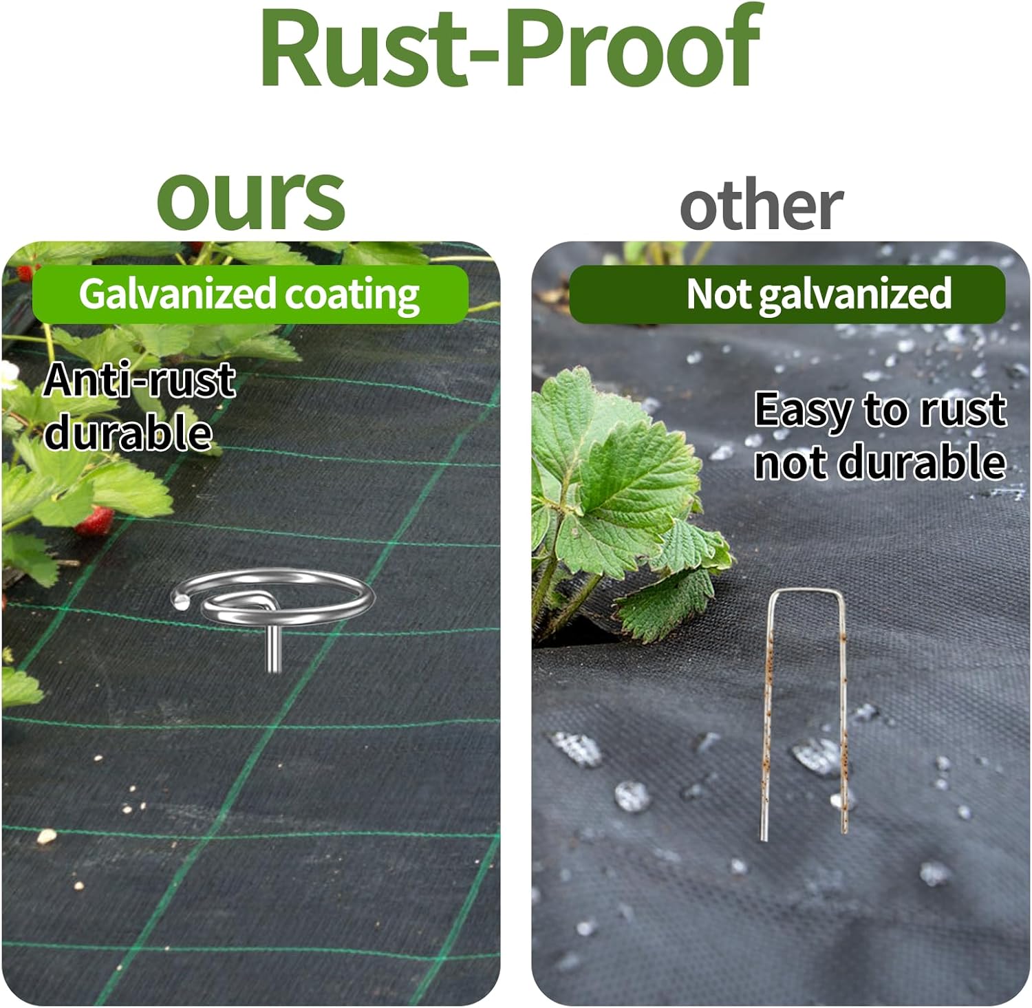 150 Pcs Stainless Steel Landscape Fabric Pins,Thickened 8 Gauge Rust-Resistant Garden Pins with Installation Hook,Non-Bending Landscape Fabric Staples for Ground Cover,More Durable Than U-Shape Stakes