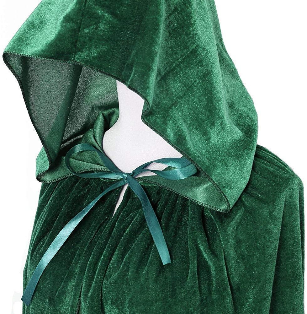 Unisex Adults Hooded Cloak Long Velvet Cape For Halloween Christmas Cosplay Costume - Image 5