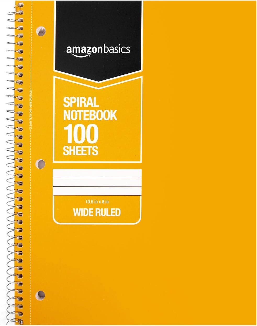 Amazon Basics Wide Ruled Wirebound Spiral Notebook, 100 Sheet - 5-Pack, Assorted Solid Colors