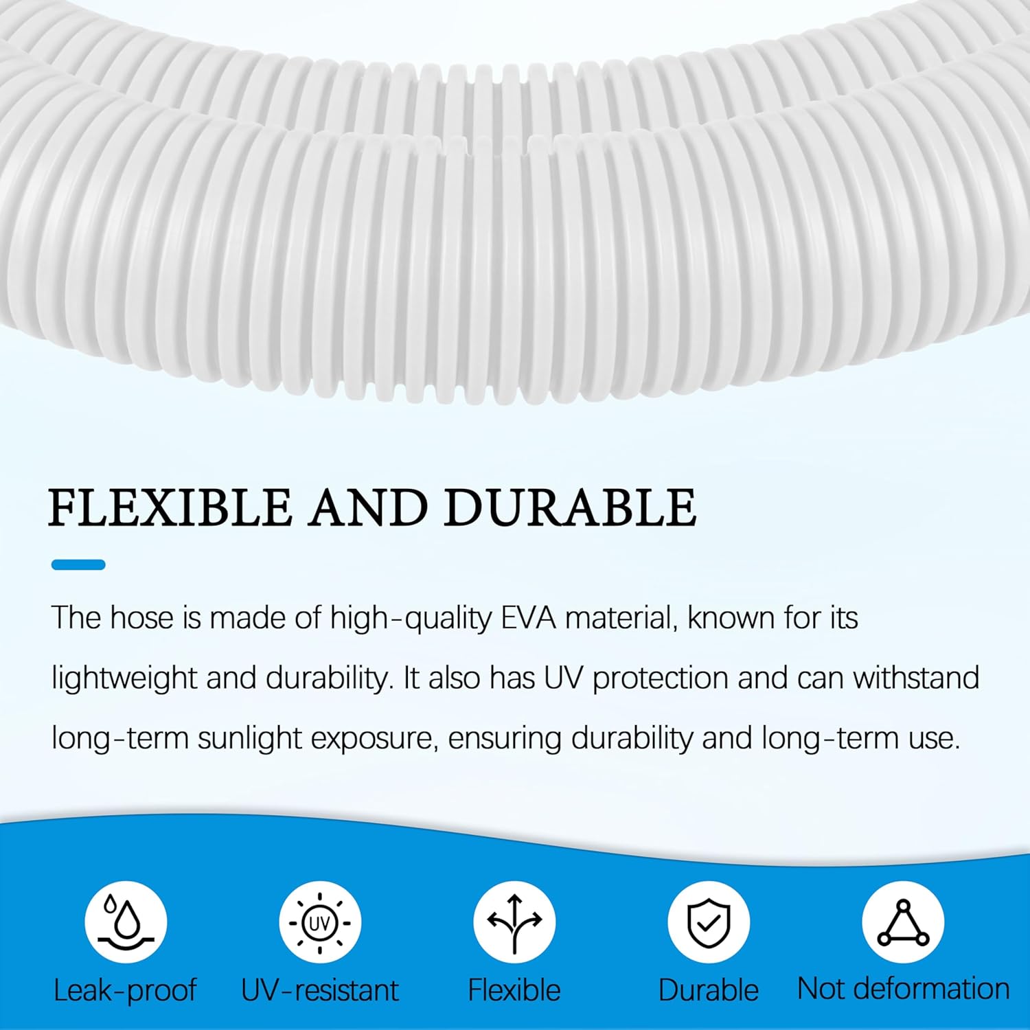 29060E Above Ground Pool Hoses Replacement for 1.5 inch Pool Hose for Intex Filter Pumps Sand Pump Saltwater Systems Sand Filters Accessories（White 2-Pack）