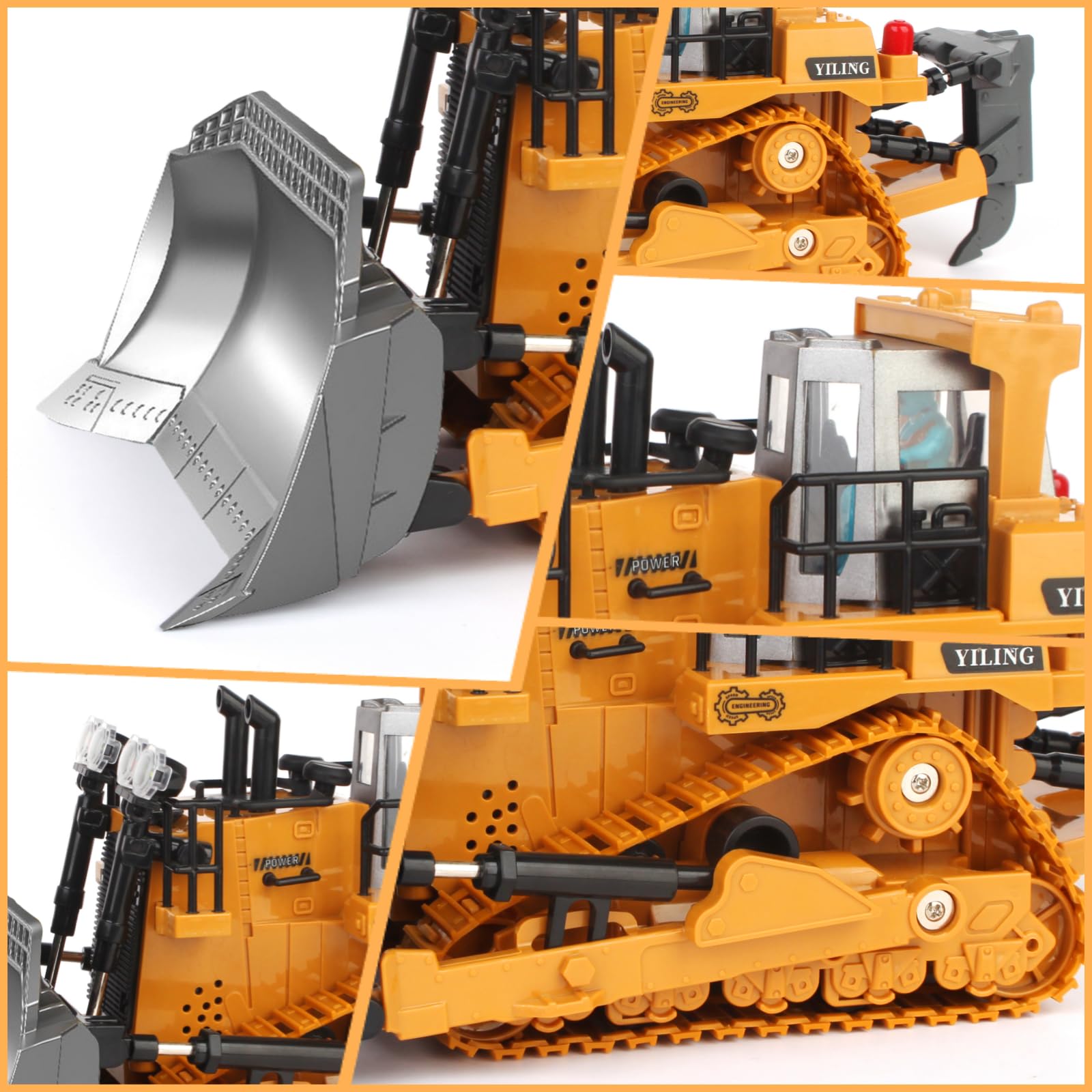 Escala1:16 11Canales Bulldozer teledirigido completamente funcional RC oruga con luz y efectos de sonido y spray; Niños 4 y 12 años Masculino Juguetes Regalo Pascua