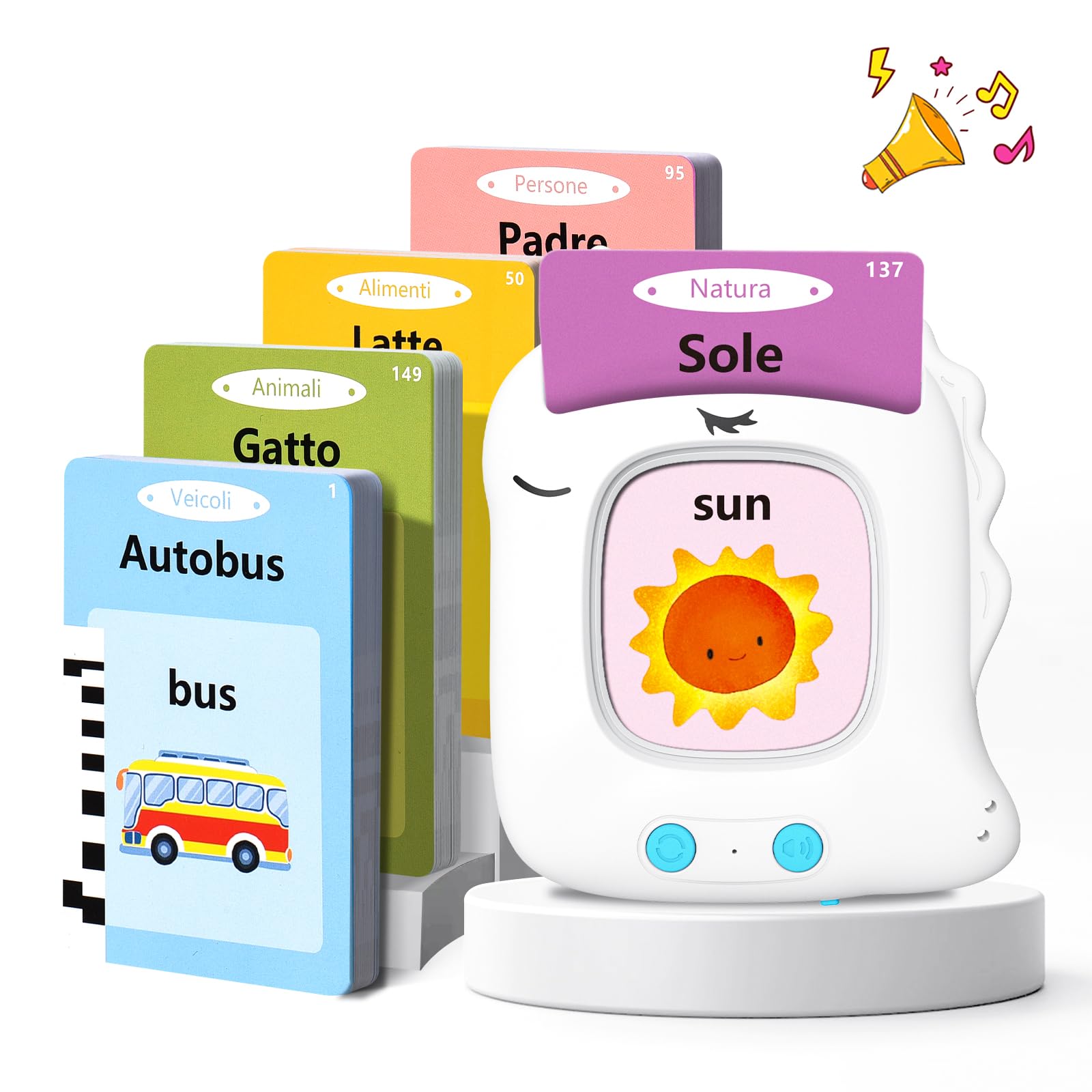 Talking Flash Cards Schede Flash Cards Parlanti 224 Parole Unicorno Flash Cards Bambini 3+ Anni Giocattoli Educativi per Bambini Autismo e Logopedia Giochi Montessori Regali di Compleanno