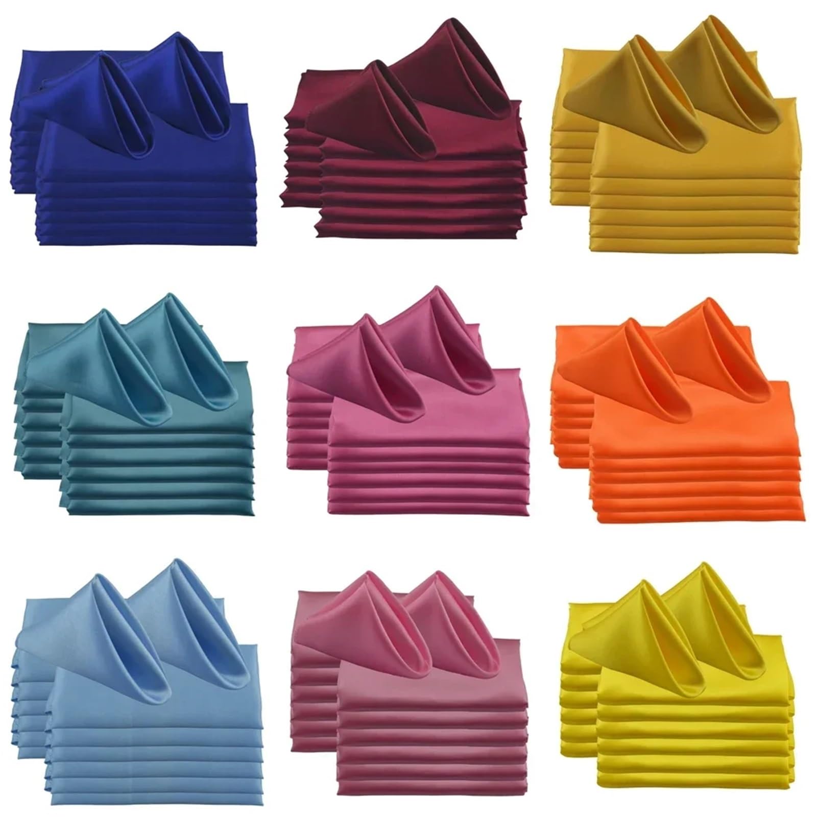 Napoles de Tela de poliéster, Servilletas de Mesa Raso Multicolor 48 cm Cuadradas 60 Piezas(Peach)