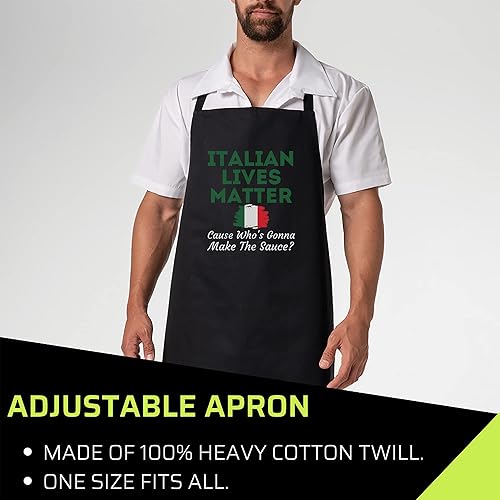 Miniatura 2 de Delantal negro de comida - Funny Italian Lives Matter Cook Novedad Italia Bandera Camiseta Negro Delantales de cocina, Negro -