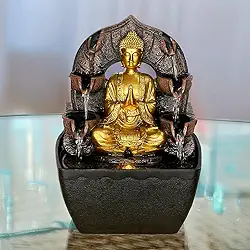 Fonte de Mesa Decorativa Buda Mudra da Saudação com LED - Fonte de Água