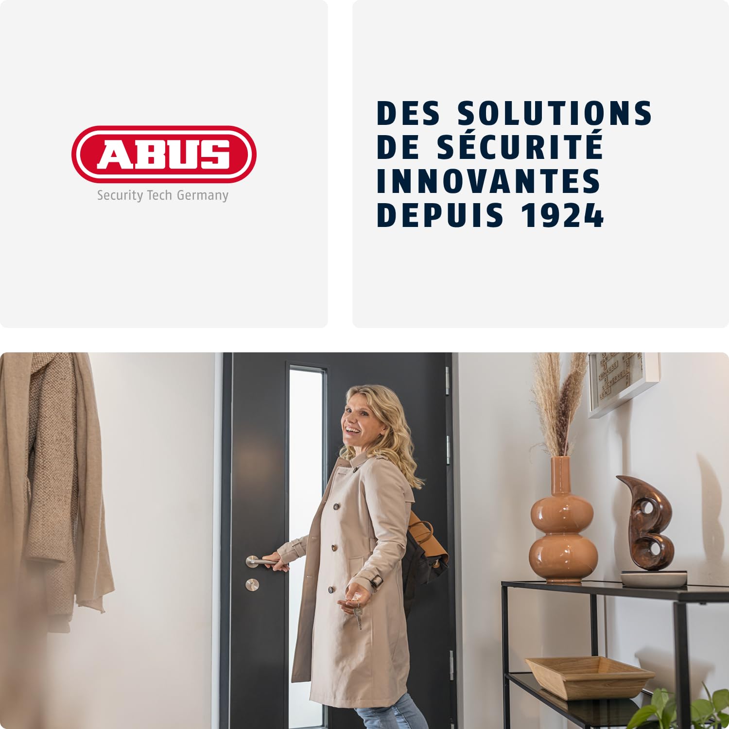 ABUS Prevaro Connect Détecteur de Chaleur sans Fil pour la Cuisine, la Salle de Bain, Le Garage et la Cave, Pile Autonomie de 10 Ans, Grand Bouton de Test, Adhésif et Support Magnétique