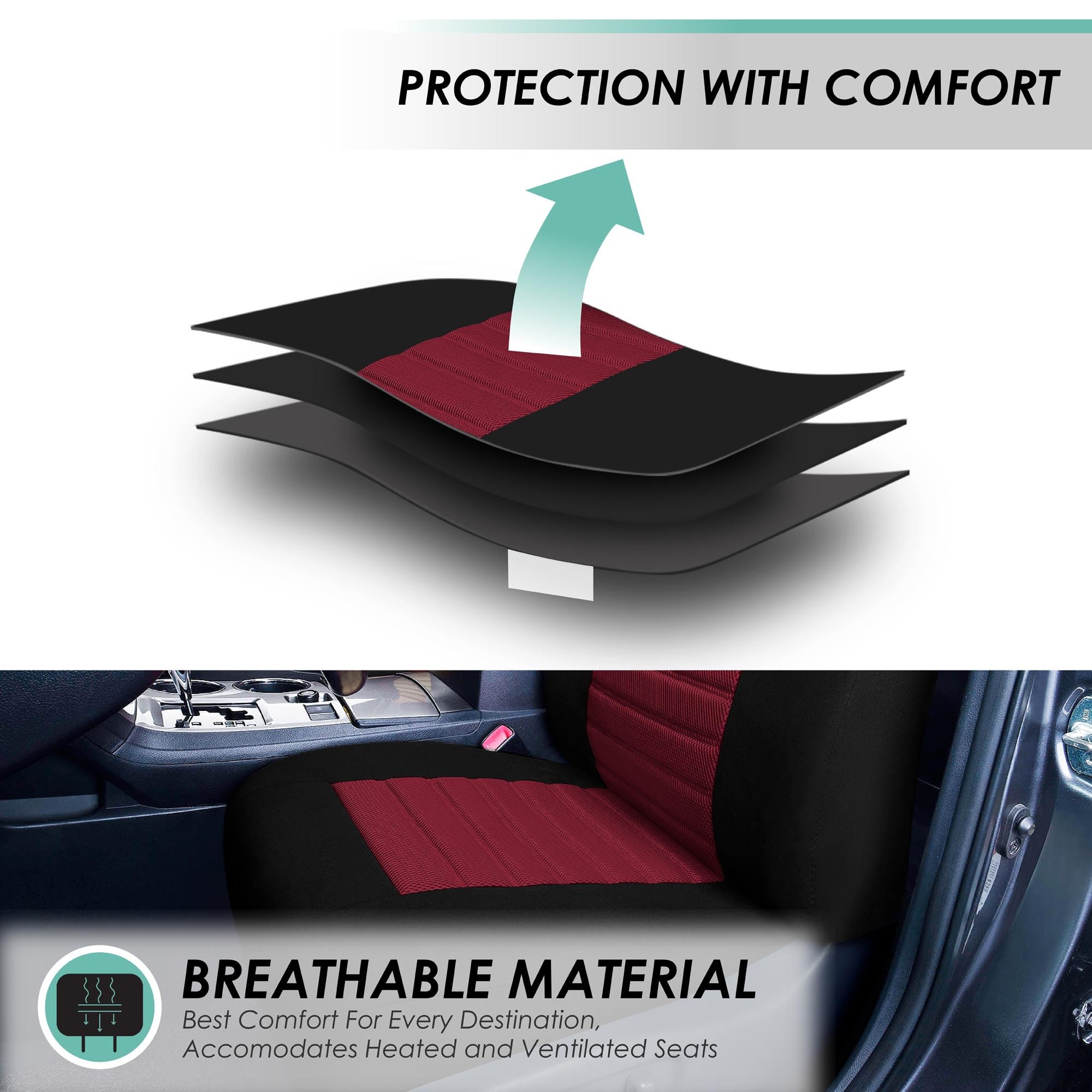 FH Group FB068PURPLE115 - Funda universal para asiento de coche (compatible con airbag y banco trasero dividido con diseño de tejido de malla 3D de primera calidad), color morado