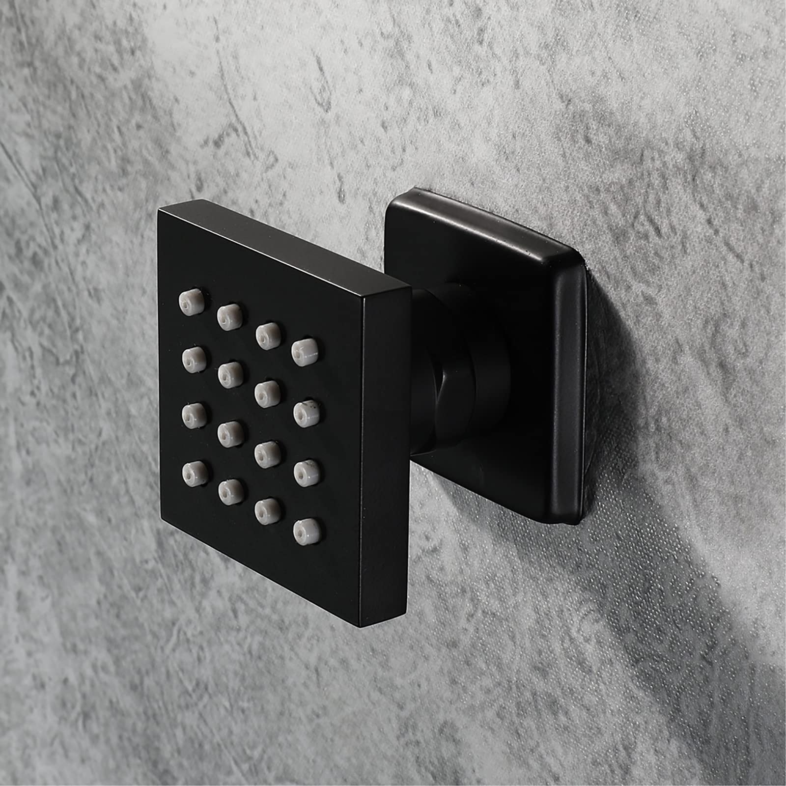 Ducha Lateral Negro Chorros Rociadores Laterales en Latón Ajustable Cuadrado Rociador de Ducha Montado en la Pared Accesorios de Baño de Ducha, 50x50mm,2 Pack