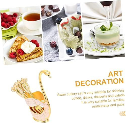 Miniatura 9 de STOBAZA Juego de 3 juegos de cubiertos de acero de metal para el hogar soporte de bar organizador de vajilla rosa tenedores para pasteles ensalada