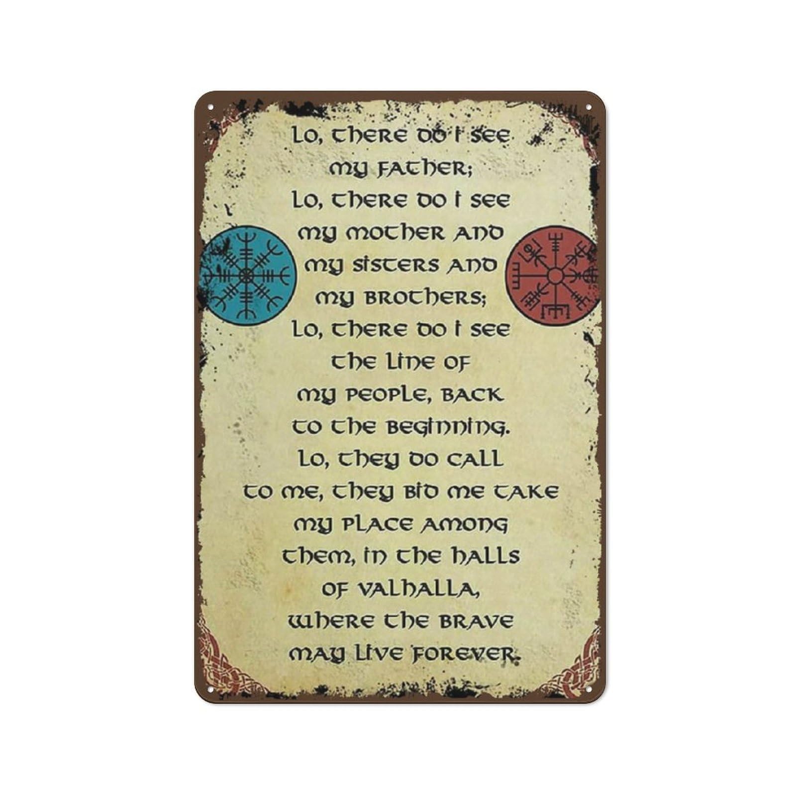 Fwjzdsp Tin Sign-1 Retro Metal Tin Sign Viking Prayer,Thirteenth Warrior,Lo There Do I See My Father Sign For Outdoor Indoor Wall Poster Home Bar Shop Coffee Vintage Sign Gift Gift For Man's Father Boyfriend 12×16 Inc