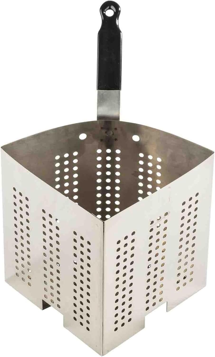 TableCraft 12859 Pasta Basket Insert, 3 Quart Stainless Steel Perforated Pasta Cooker Insert with Black Vinyl Handle, Fits Stock Pots for Commercial Kitchens, 11.75 x 8.38 x 9.25 in