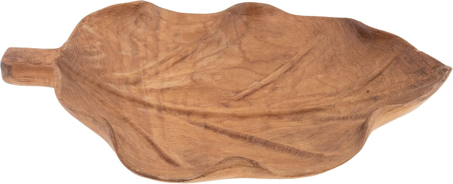Karma Gifts, Bali Teak Hand Carved Leaf Bowl image 2