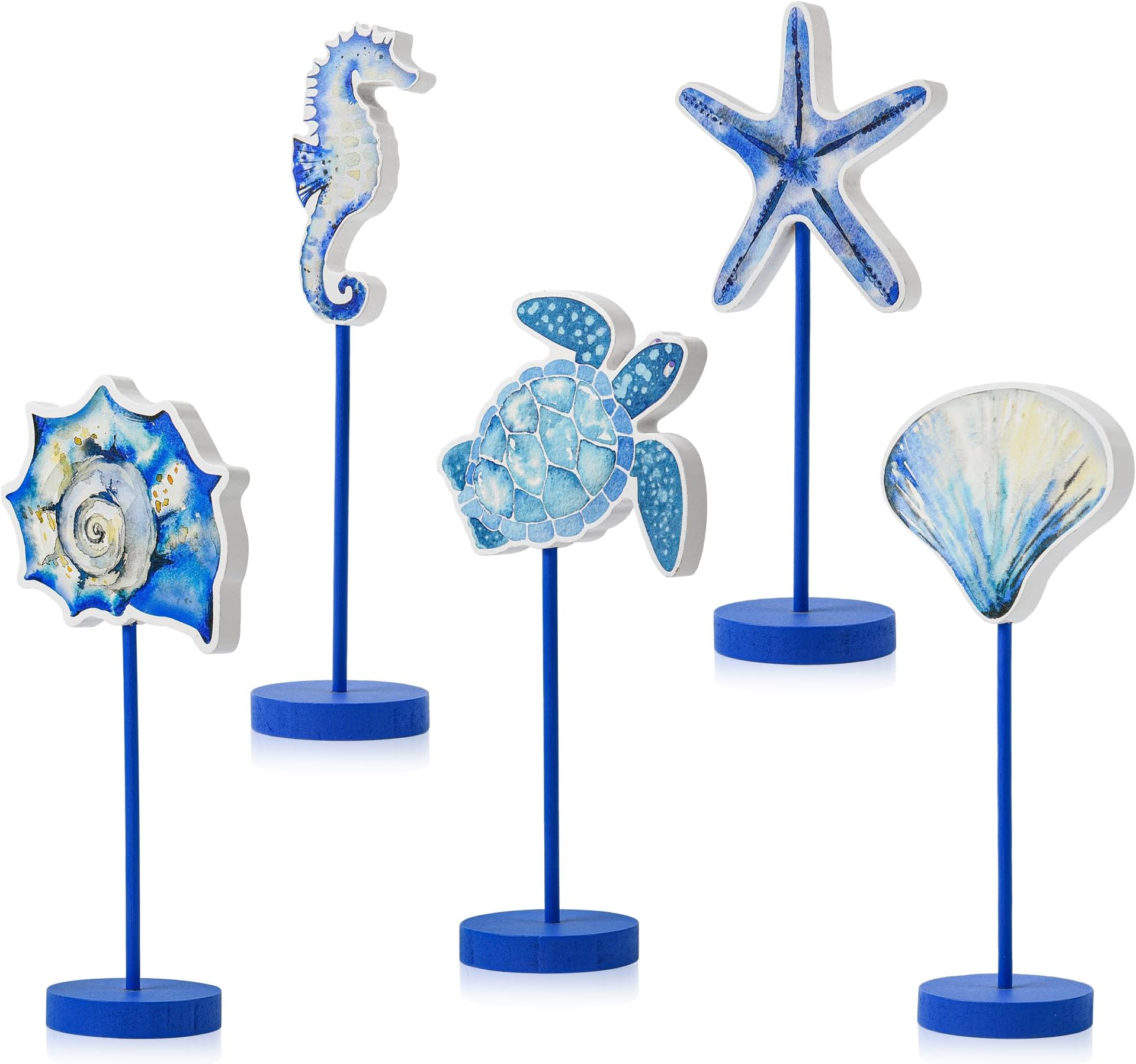 AimFun 5Pcs Ocean Beach Decorations Sea Coastal Tall Standing Sign Turtle Seashell